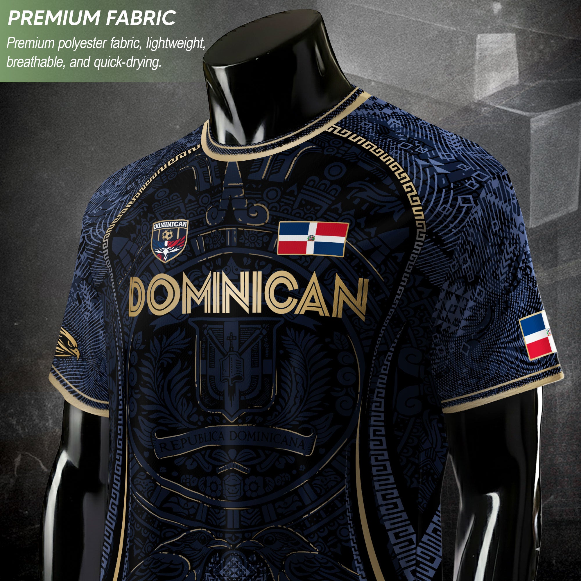 Dominican Republic Heritage Navy Gold Geometric National Soccer Jersey