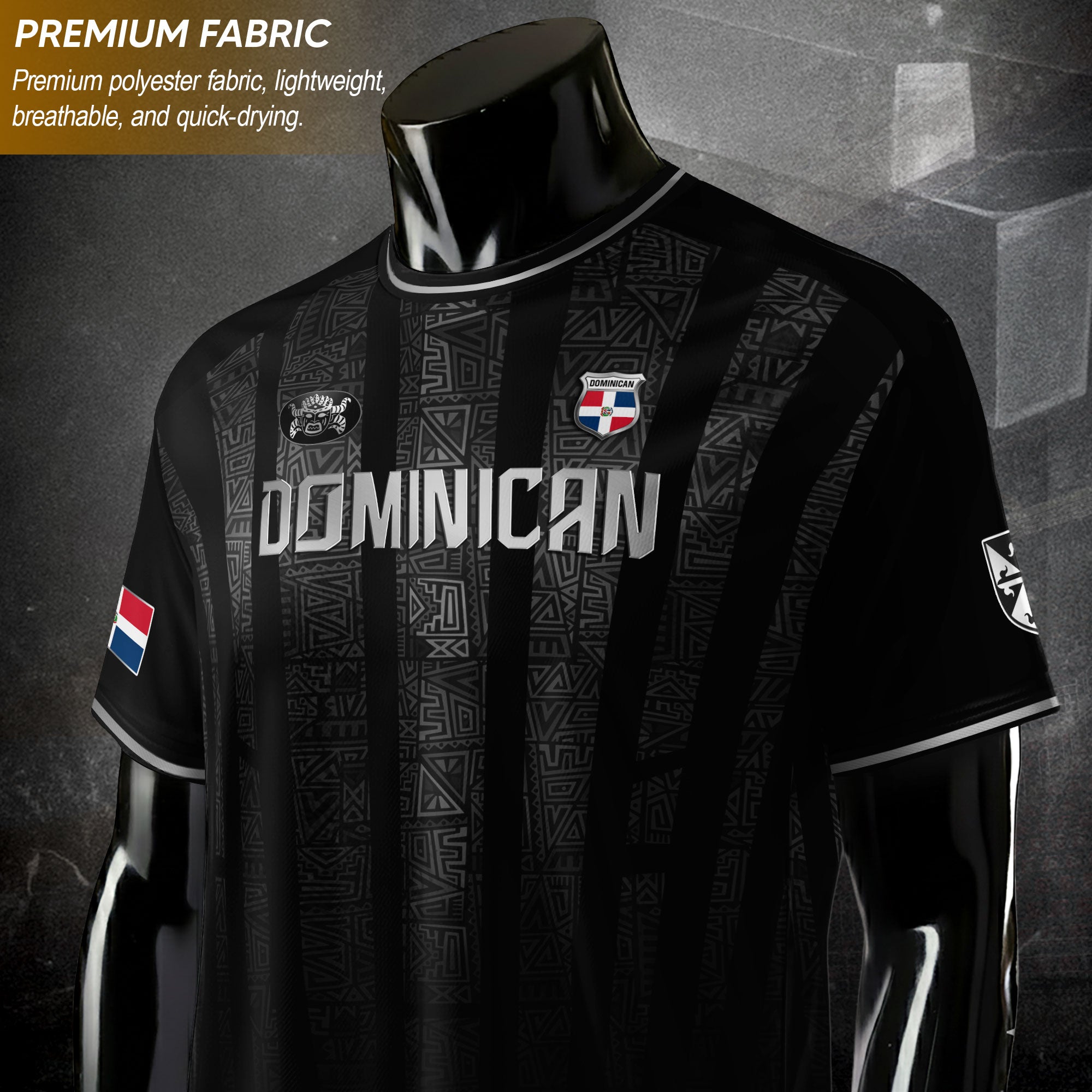 Dominican Republic Heritage Black Silver Athletic Independence Soccer Jersey