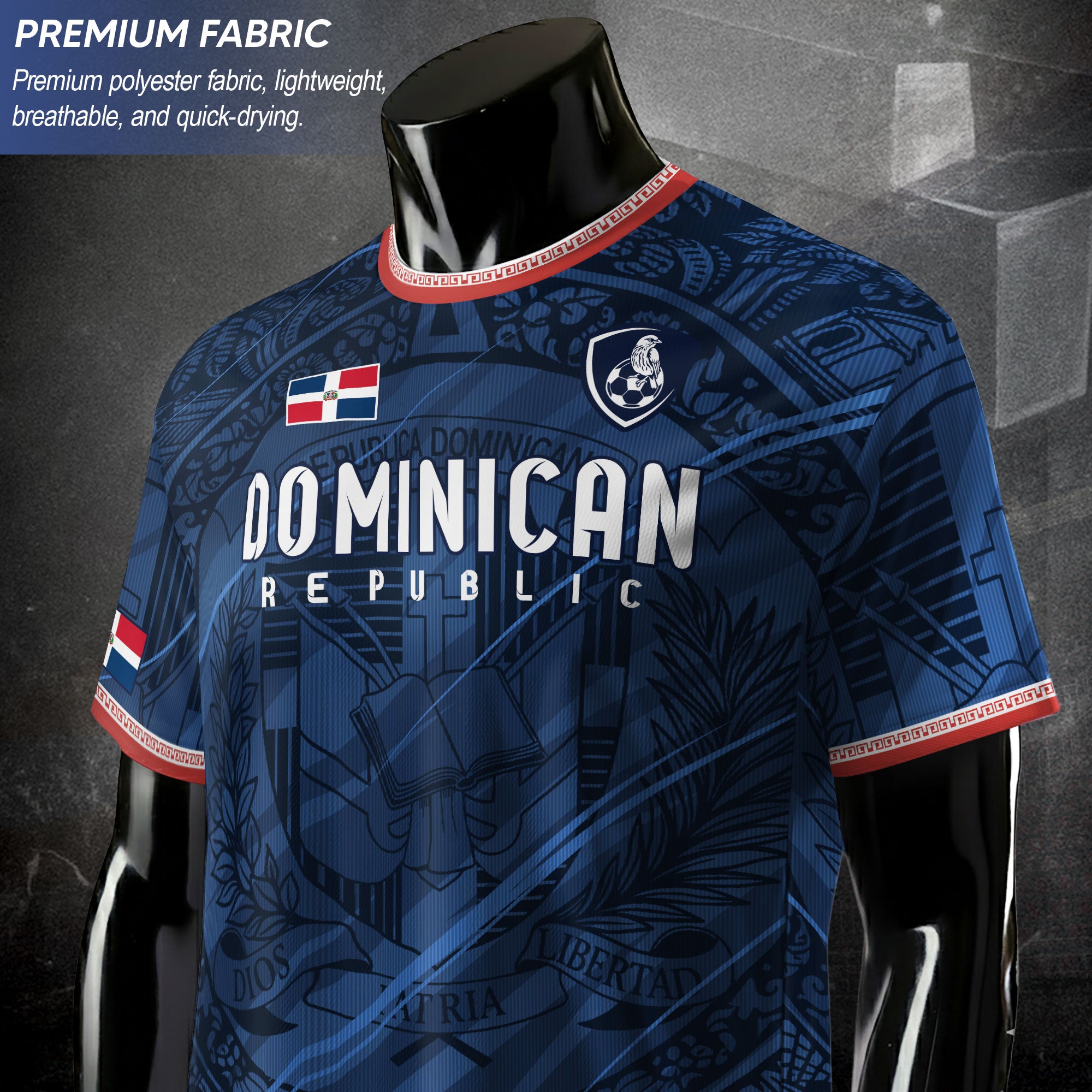 Dominican Republic Navy Red National Symbol Pattern Graphic Pride Soccer Jersey