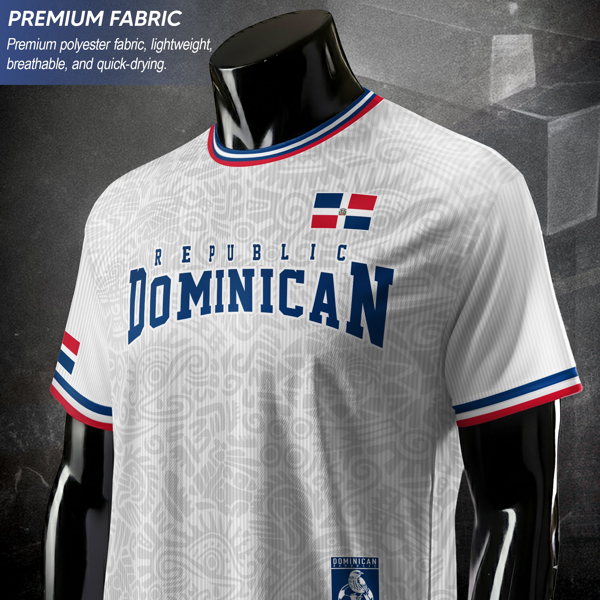 Dominican Republic Coat of Arms White Blue Red National Pride Soccer Jersey