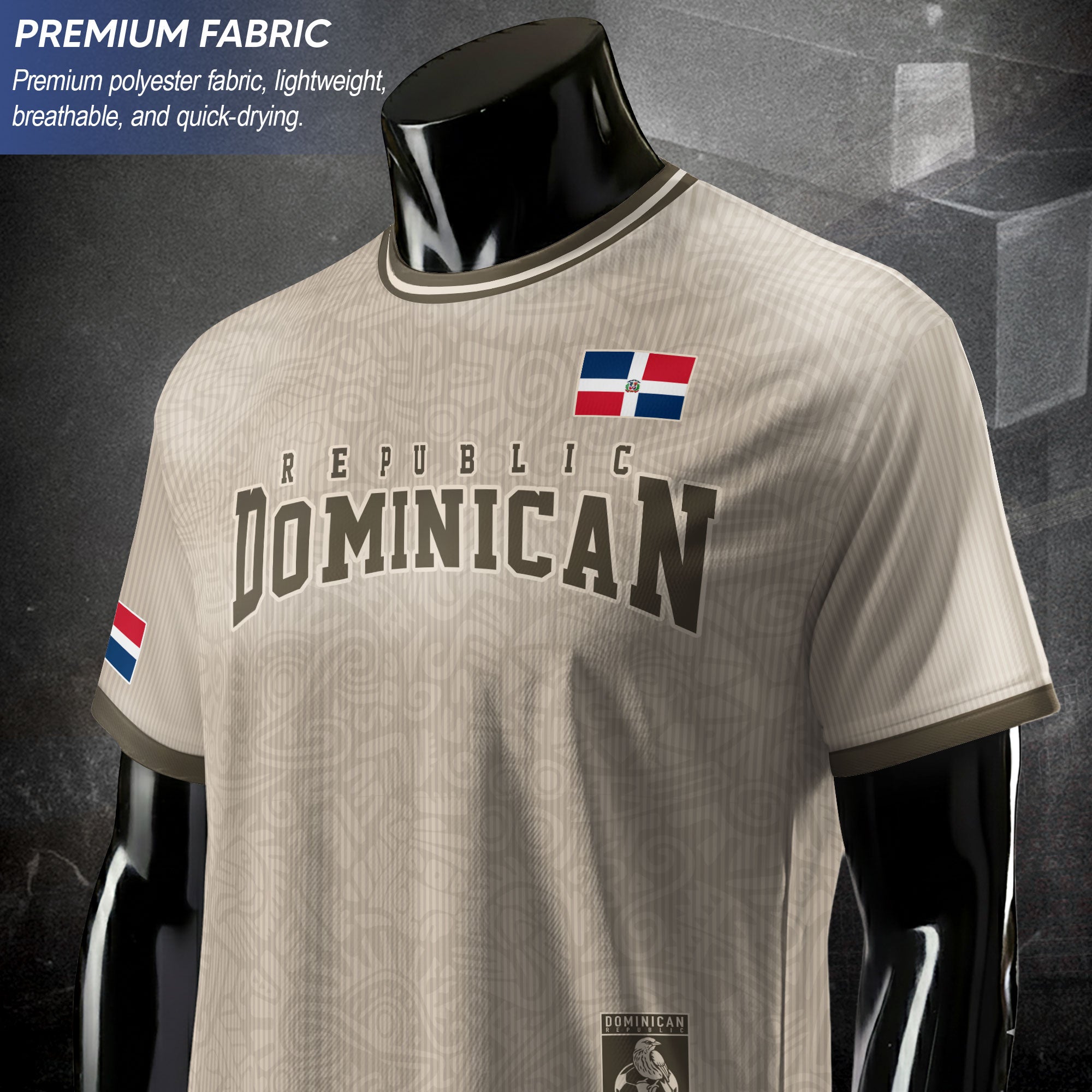 Dominican Republic Coat of Arms Beige Olive Heritage Athletic Sport Soccer Jersey