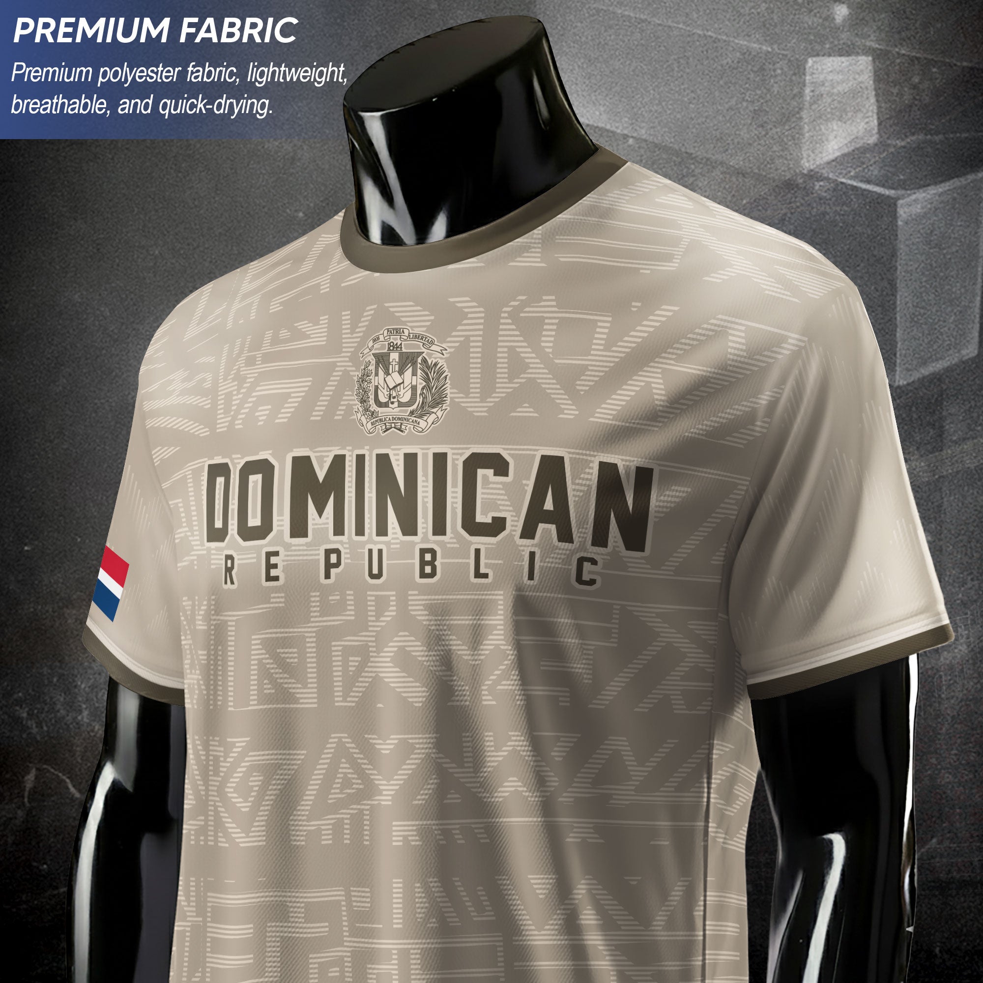 Dominican Republic Beige Brown National Symbol Pattern Graphic Pride Soccer Jersey