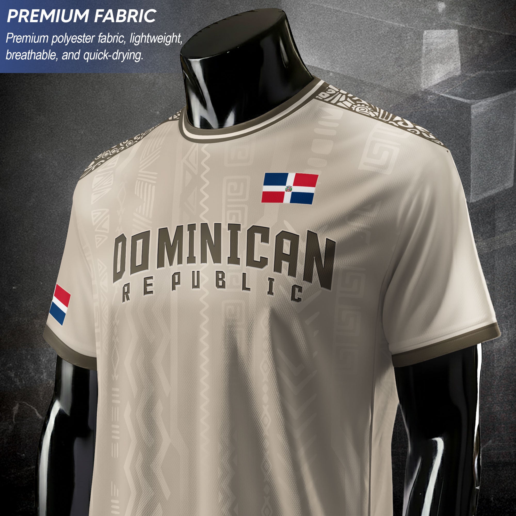 Dominican Republic Coat of Arms Tribal Beige Brown National Soccer Jersey