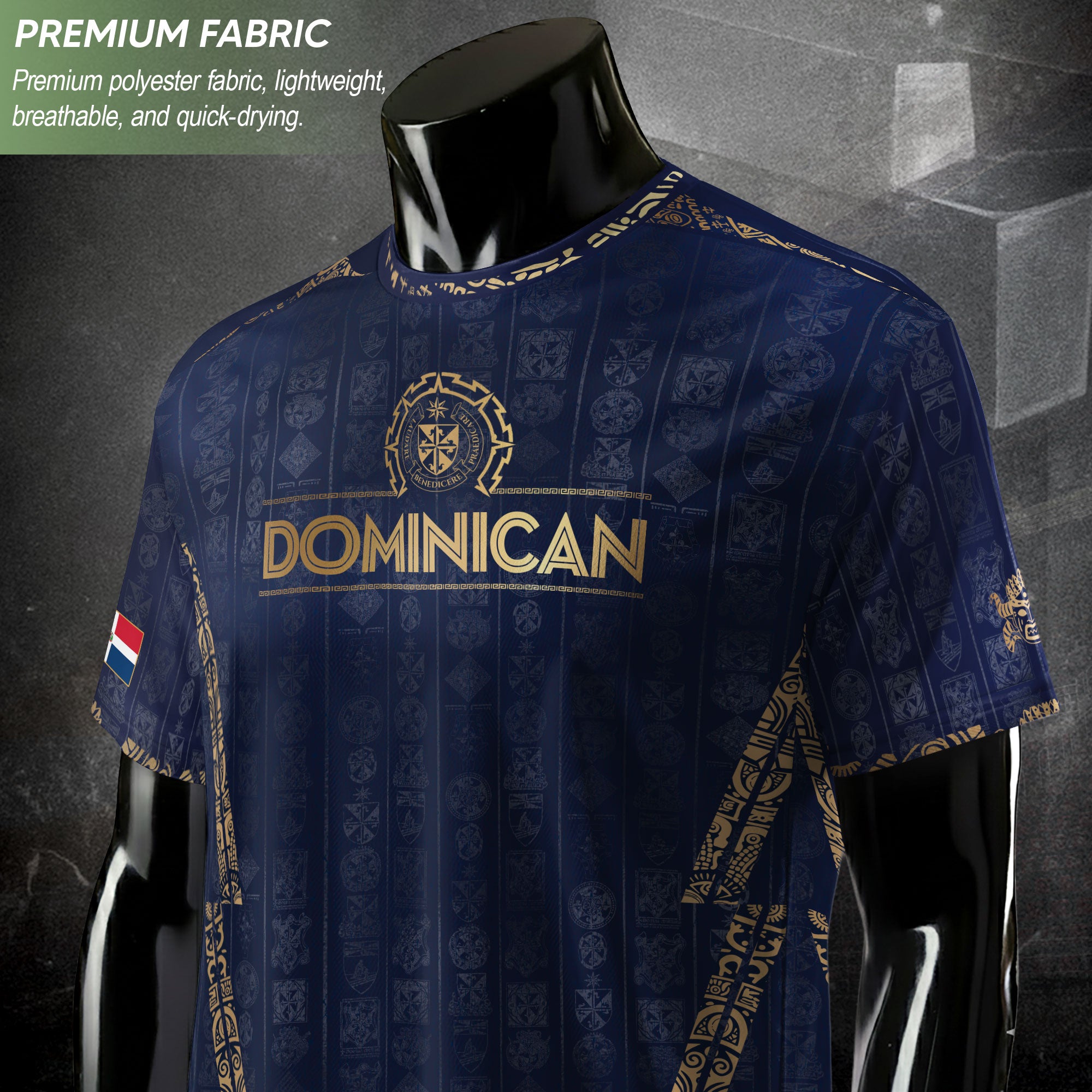 Dominican Republic Heritage Navy Gold Patchwork Soccer Jersey