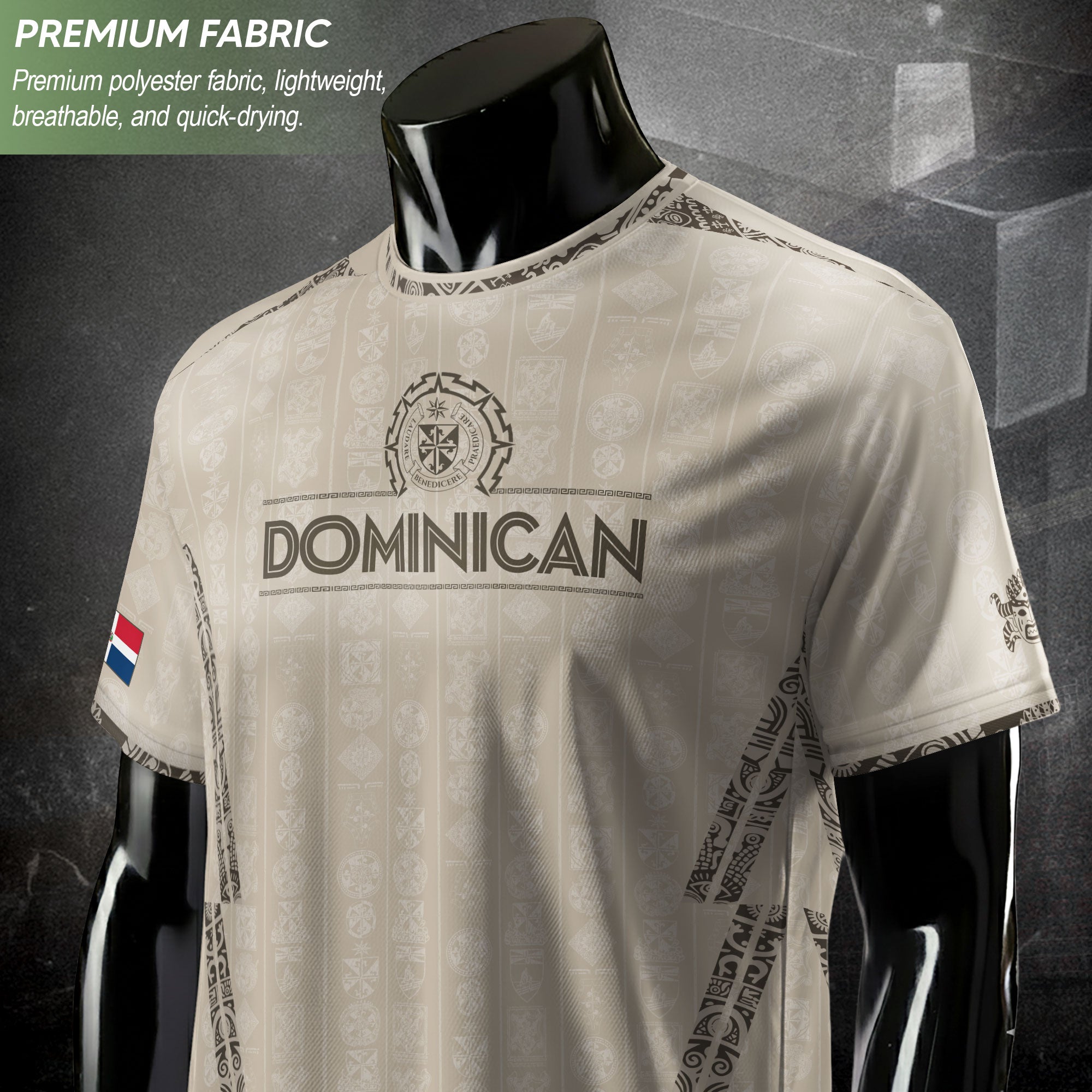 Dominican Republic Heritage Beige Tan Patchwork Soccer Jersey