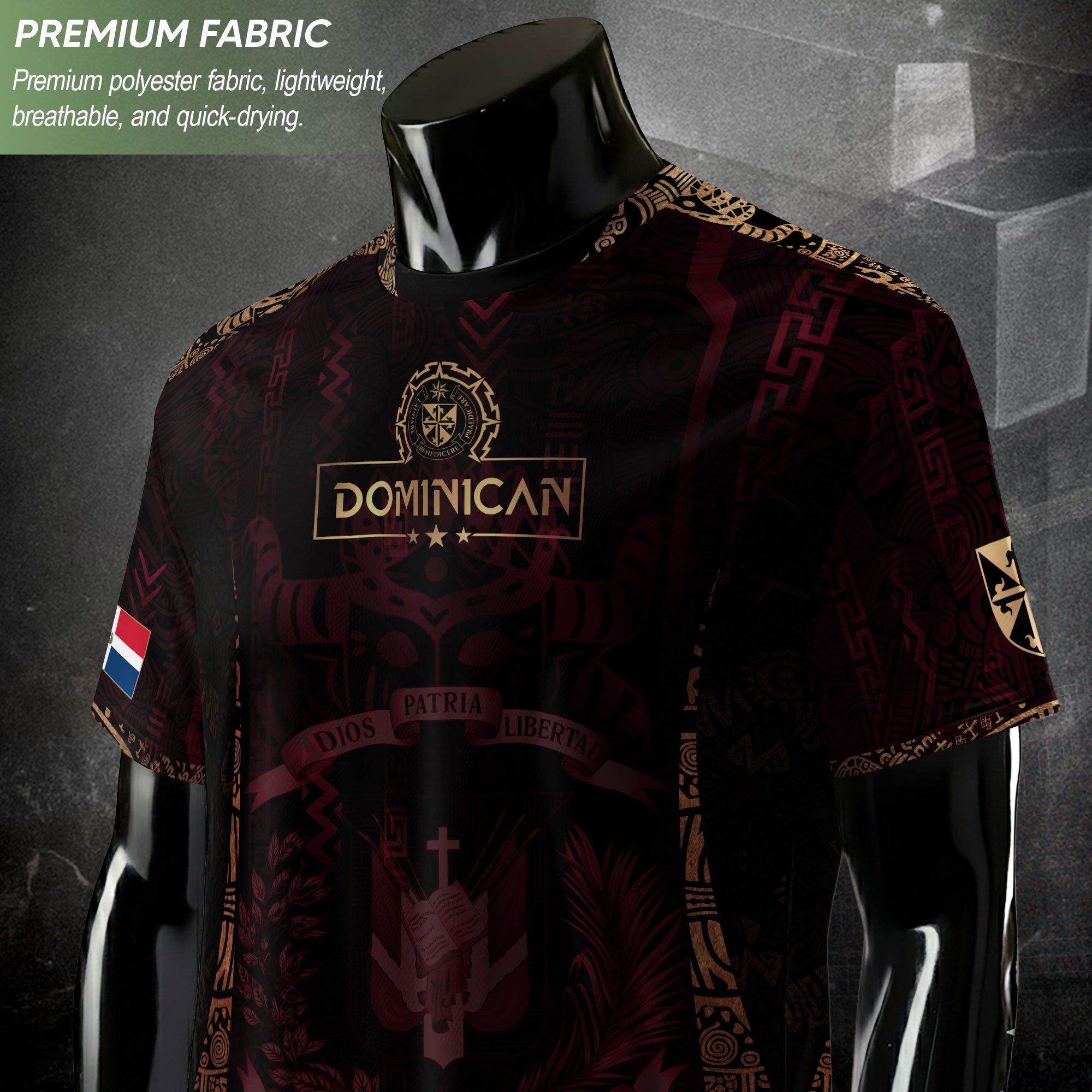 Dominican Republic Orgullo Dominicano Dark Maroon Mask Vintage Soccer Jersey