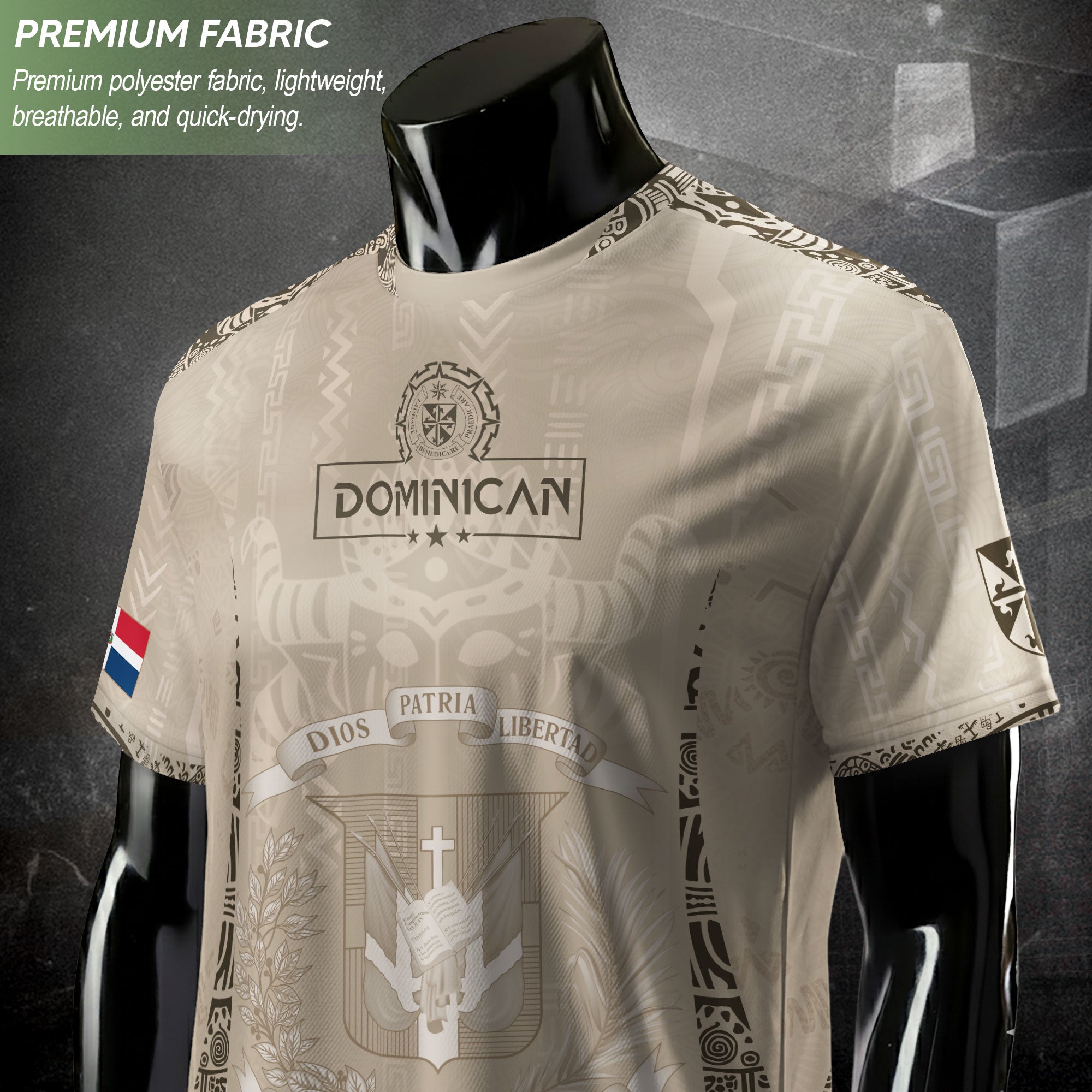 Dominican Republic Orgullo Dominicano Beige Mask Retro Soccer Jersey