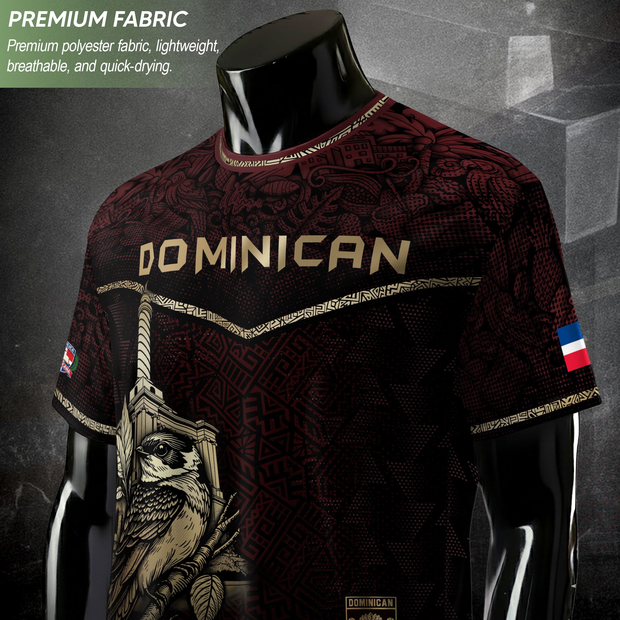 Dominican Cultural Legacy Soccer Jersey Maroon Black, Identity & Pride Apparel