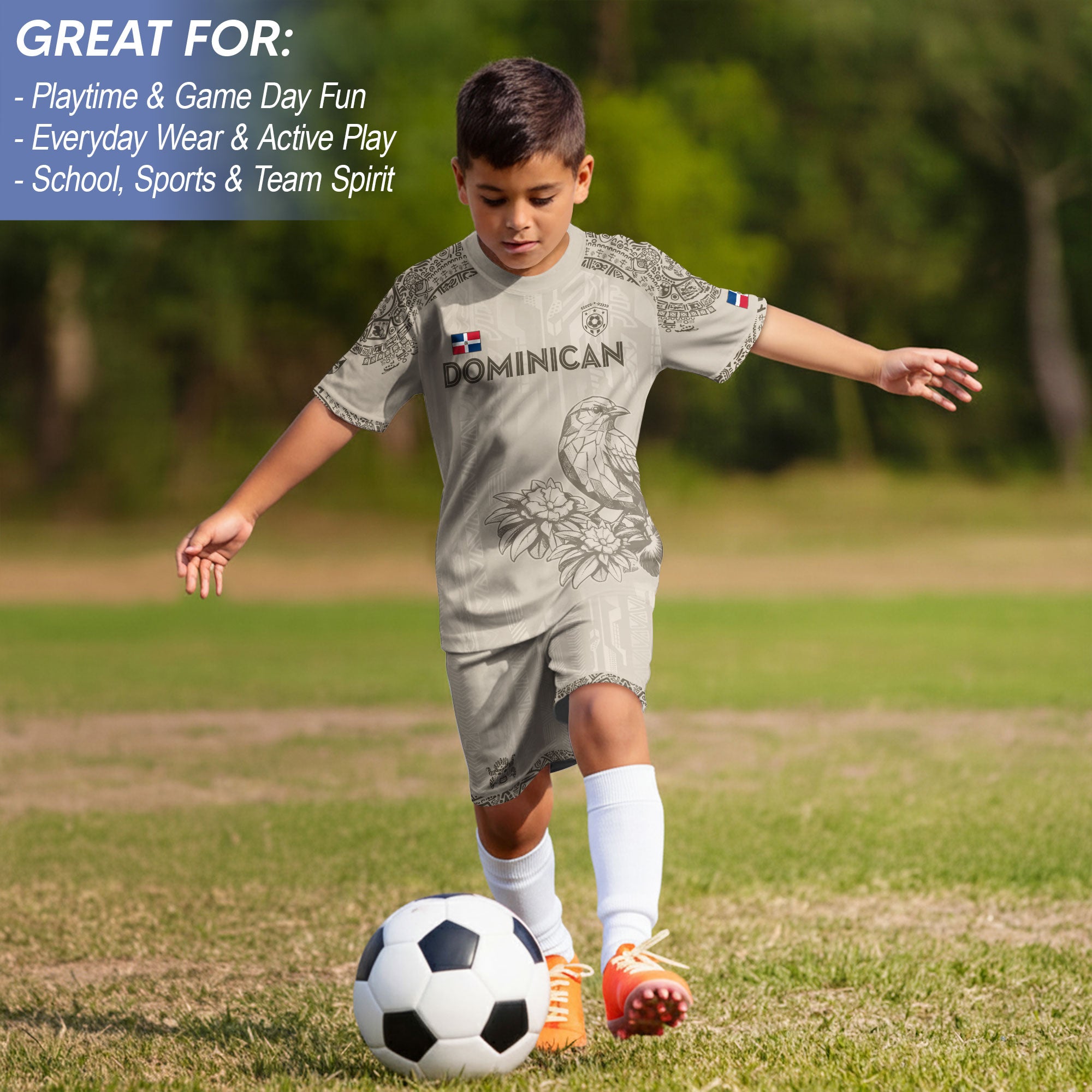 Dominican Republic Kids Youth Orgullo Dominicano Beige Tan Cigua Palmera Soccer Jersey