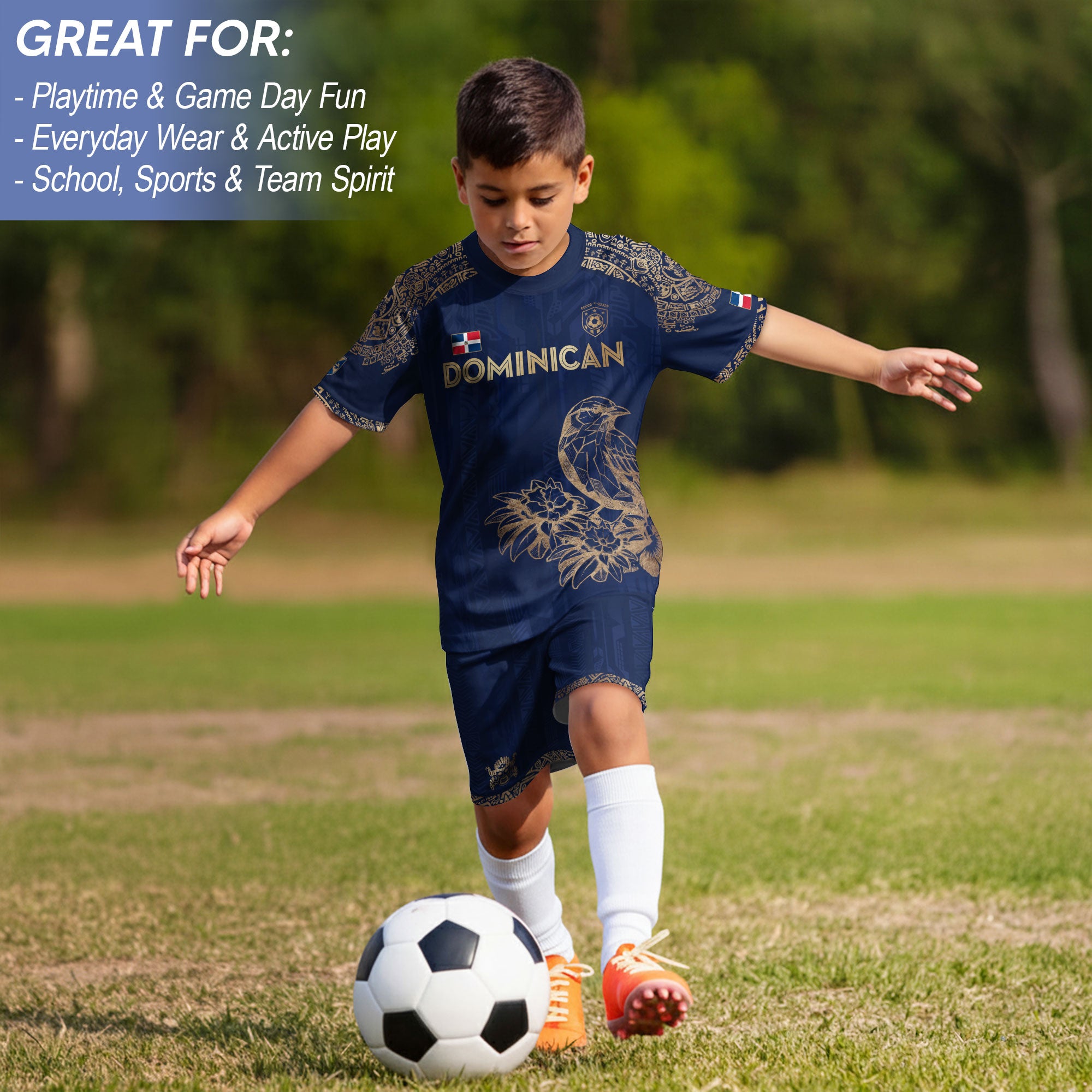 Dominican Republic Kids Soccer Jersey Yellow Cultural Pride Collection