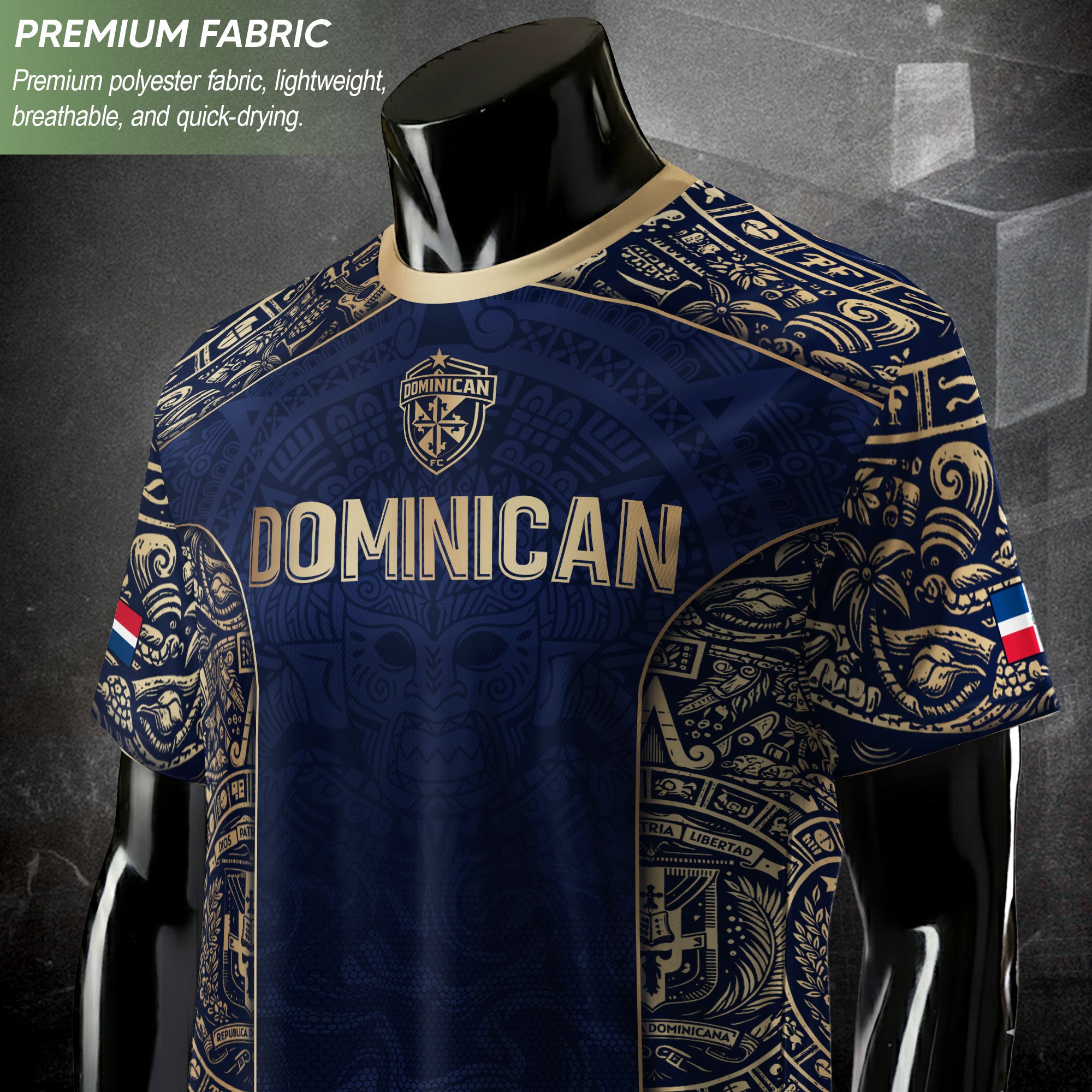 Dominican Republic Independence Navy Gold Mask Heritage Soccer Jersey