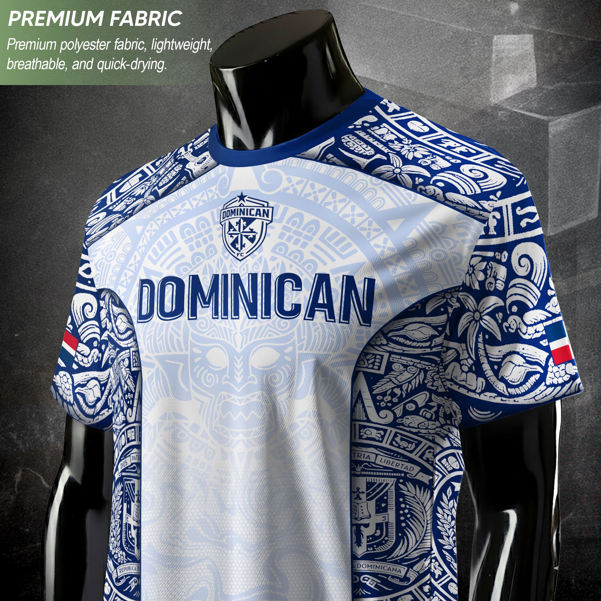Dominican Republic Heritage White Taino Tribal Style Pride Soccer Jersey