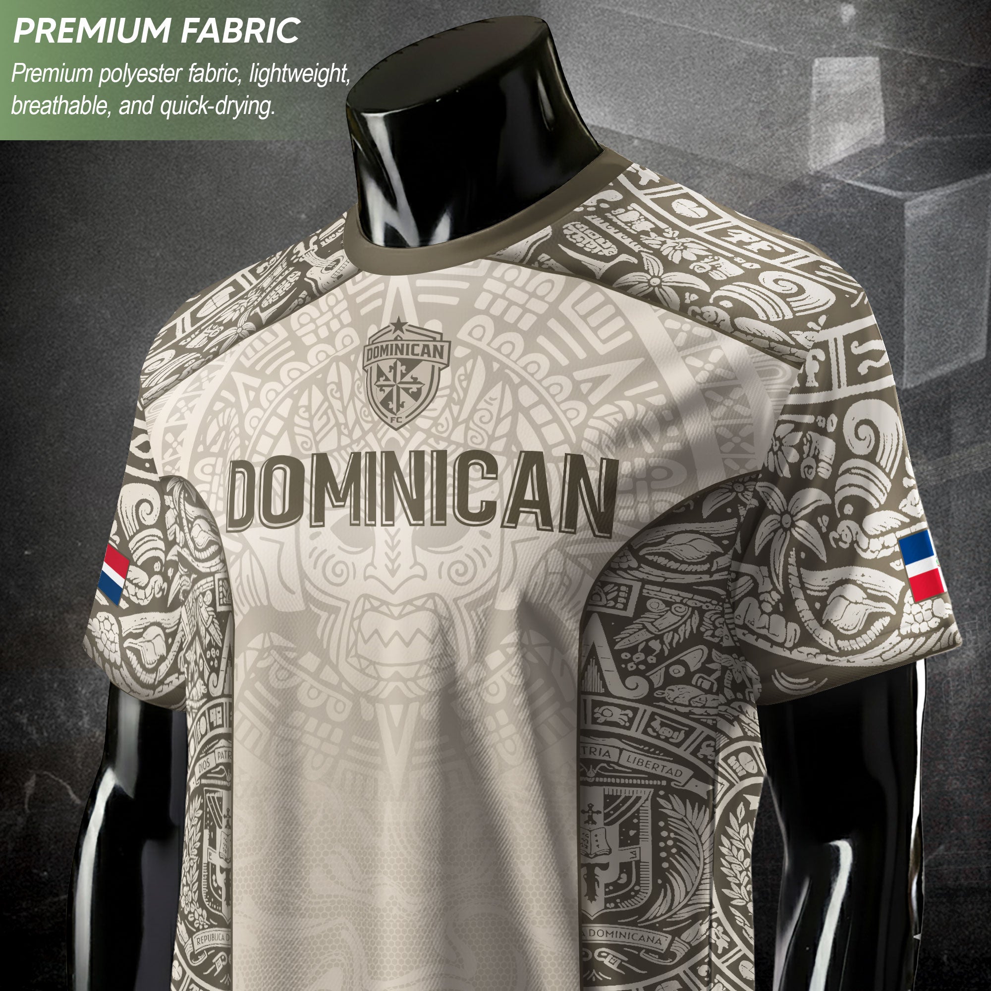 Dominican Republic Heritage Orgullo Dominicano Beige Taino Soccer Jersey
