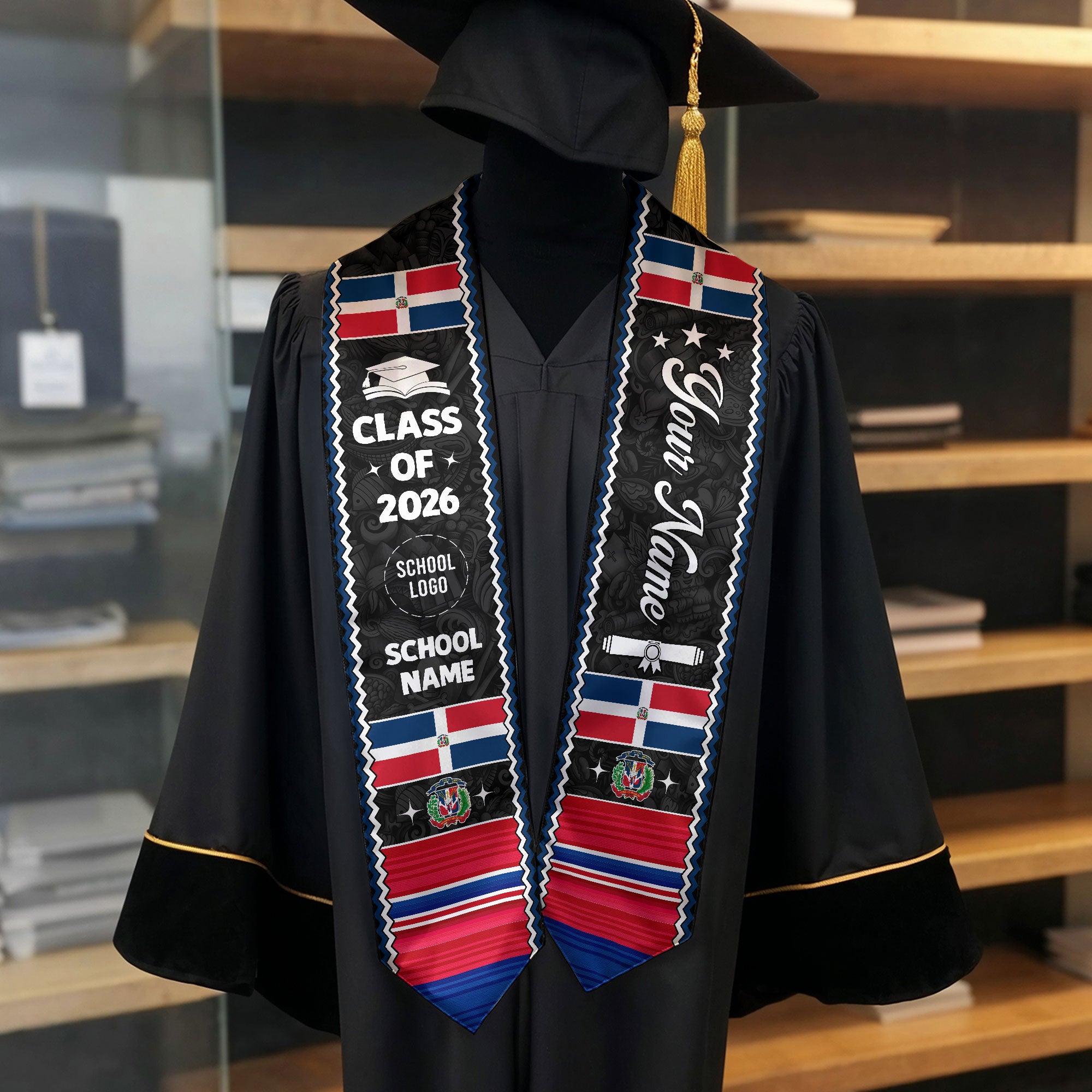 Custom Dominican Graduation Stole, DR Grad Sash Gift, Class of 2026 Senior Graduate