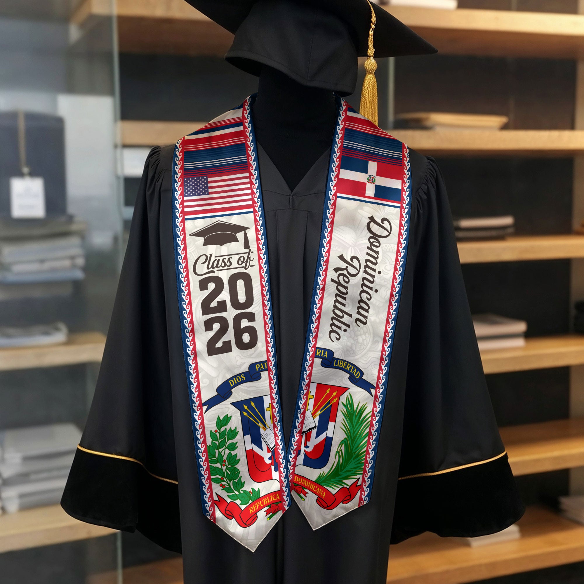 Dominican Grad Sash, DR Flag Stole Graduation Gift, Class of 2026 Senior Graduate
