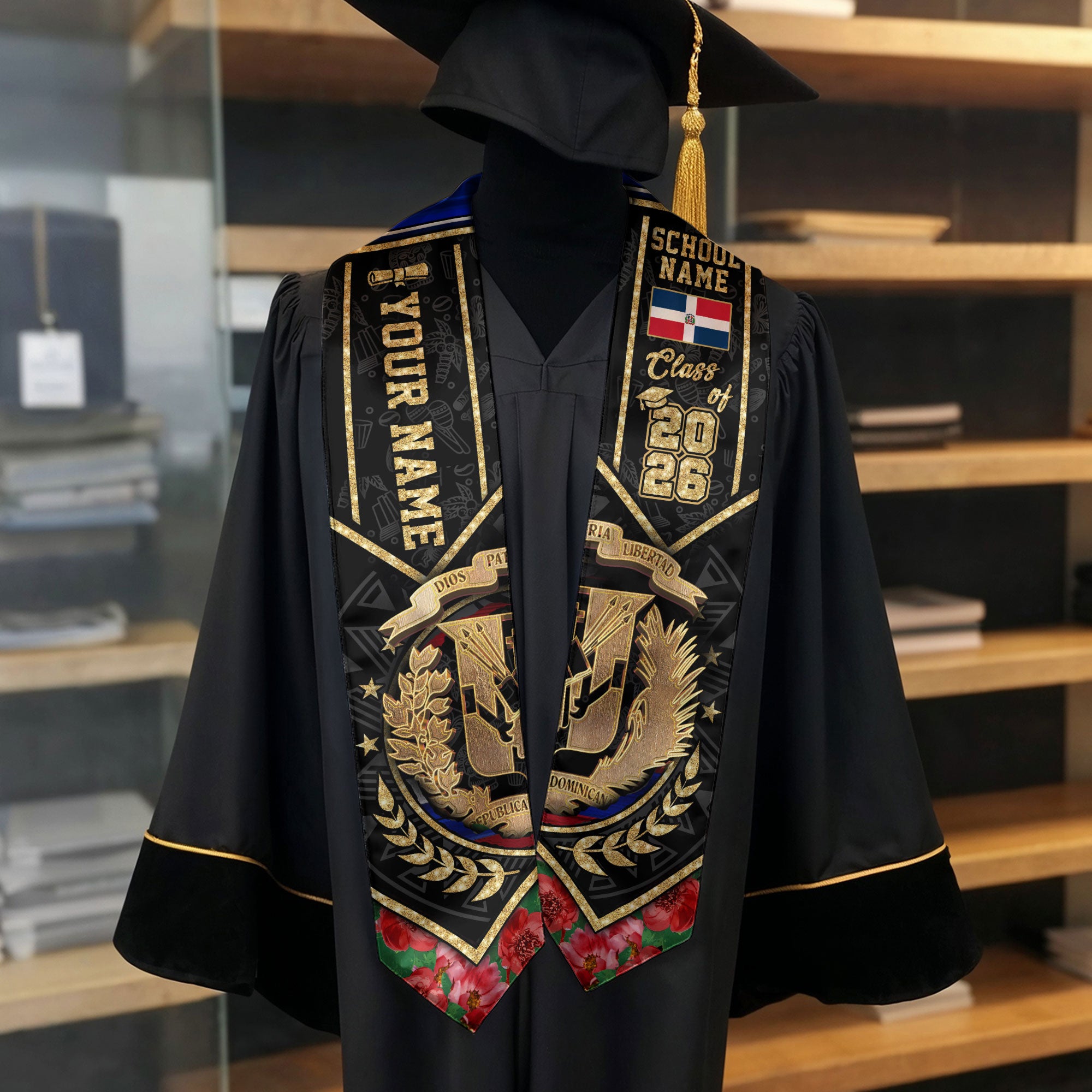 Custom Dominicana Graduation Stole Dominican Grad Sash, Class of 2026 Graduate Gift