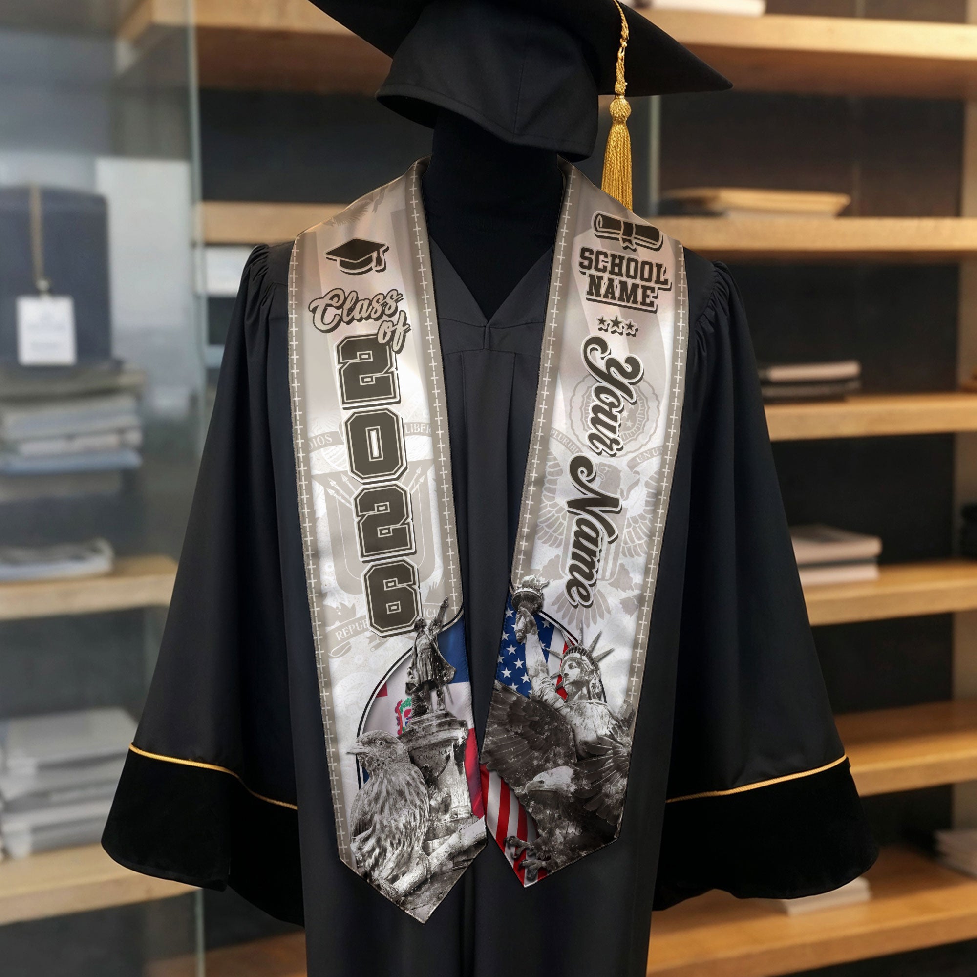 Dominican American Graduation Stole, Custom Dominicana Sash for Graduate, Class of 2026 Grad