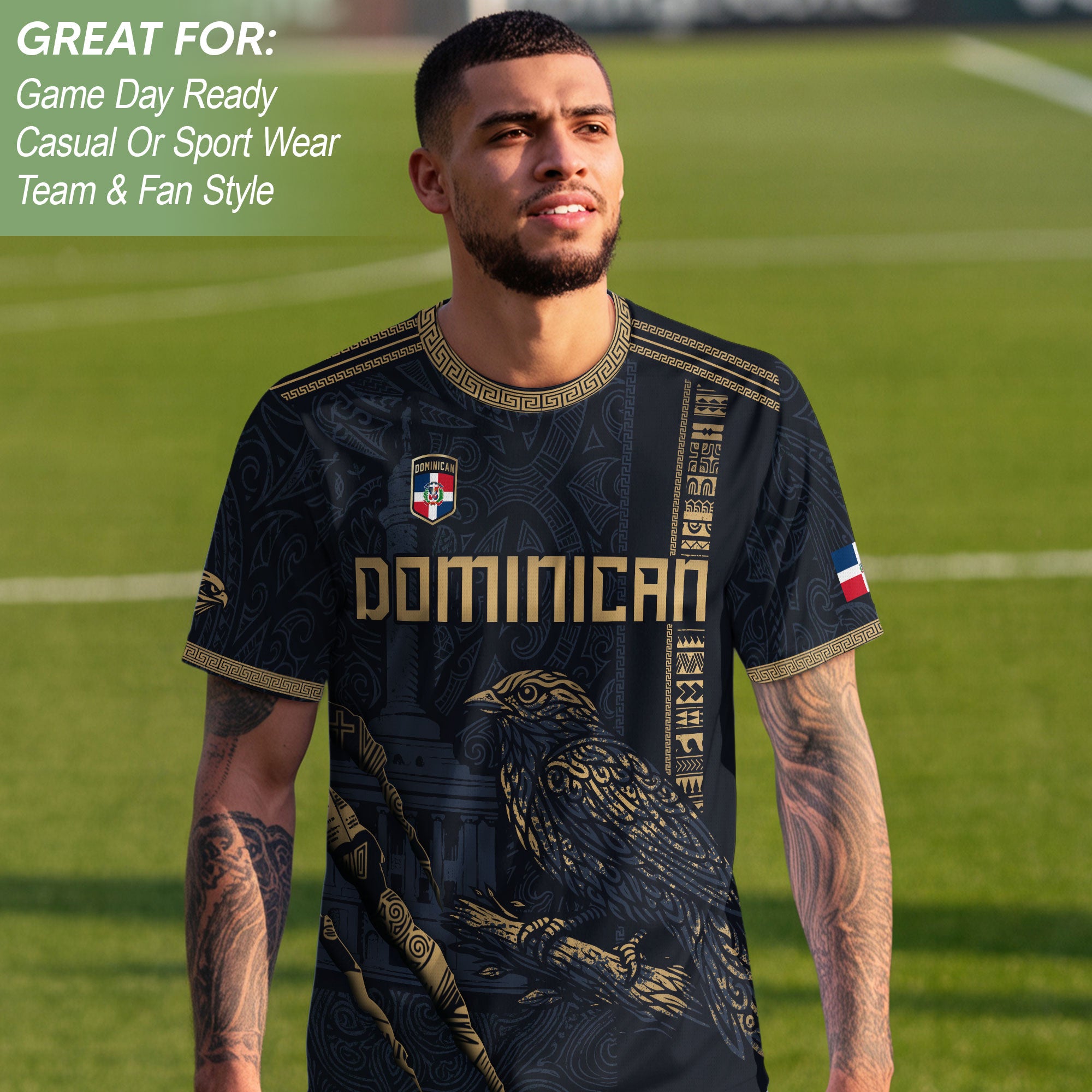 Dominican Republic Heritage Navy Gold Vintage Athletic Palmchat Bird Soccer Jersey