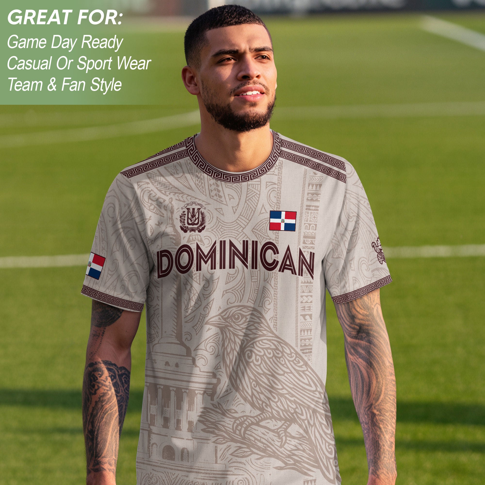 Dominican Republic Heritage Beige Burgundy Vintage Athletic Palmchat Soccer Jersey