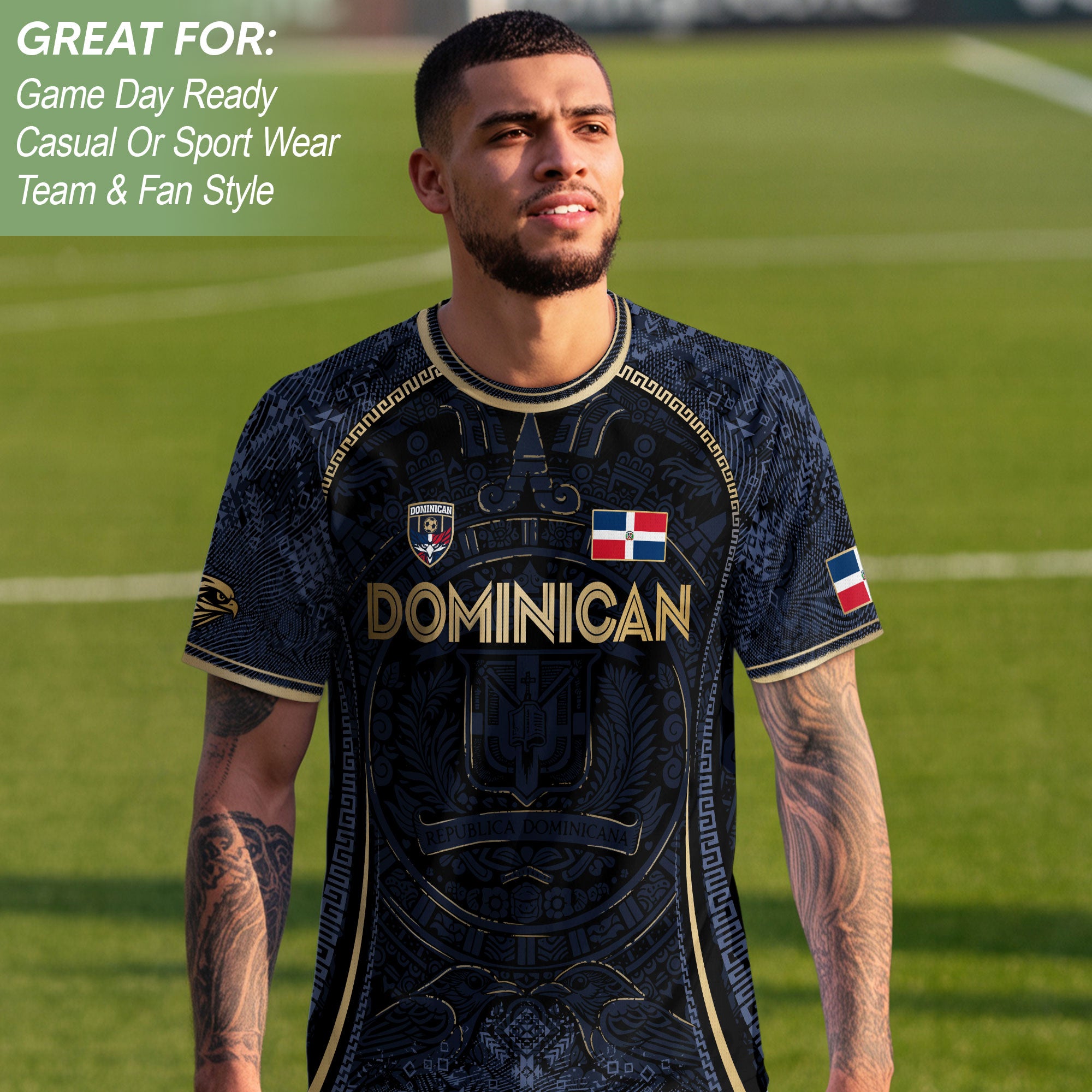 Dominican Republic Heritage Navy Gold Geometric National Soccer Jersey