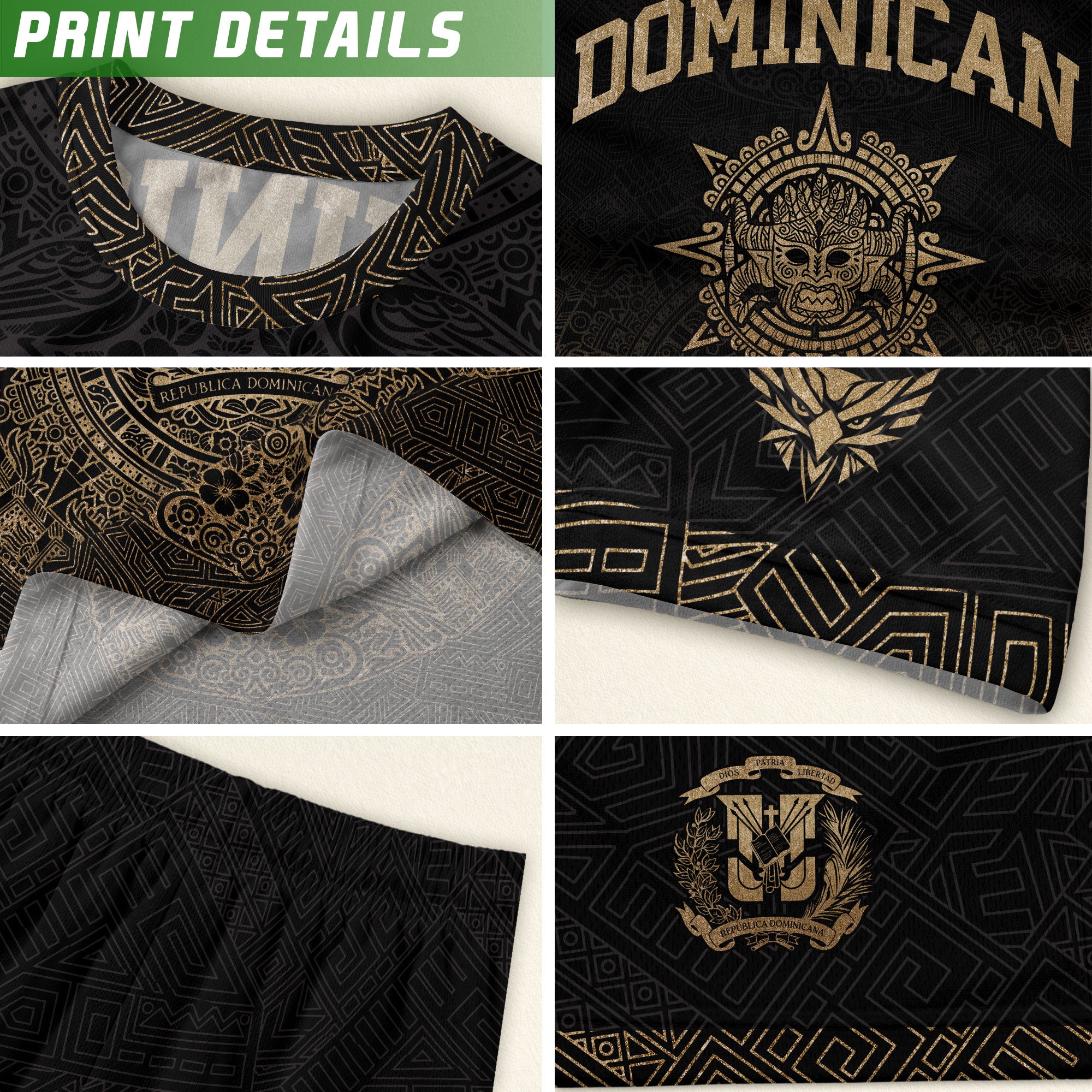 Dominican Identity Soccer Jersey Black Gold for Kids Youth, Heritage & Pride Collection