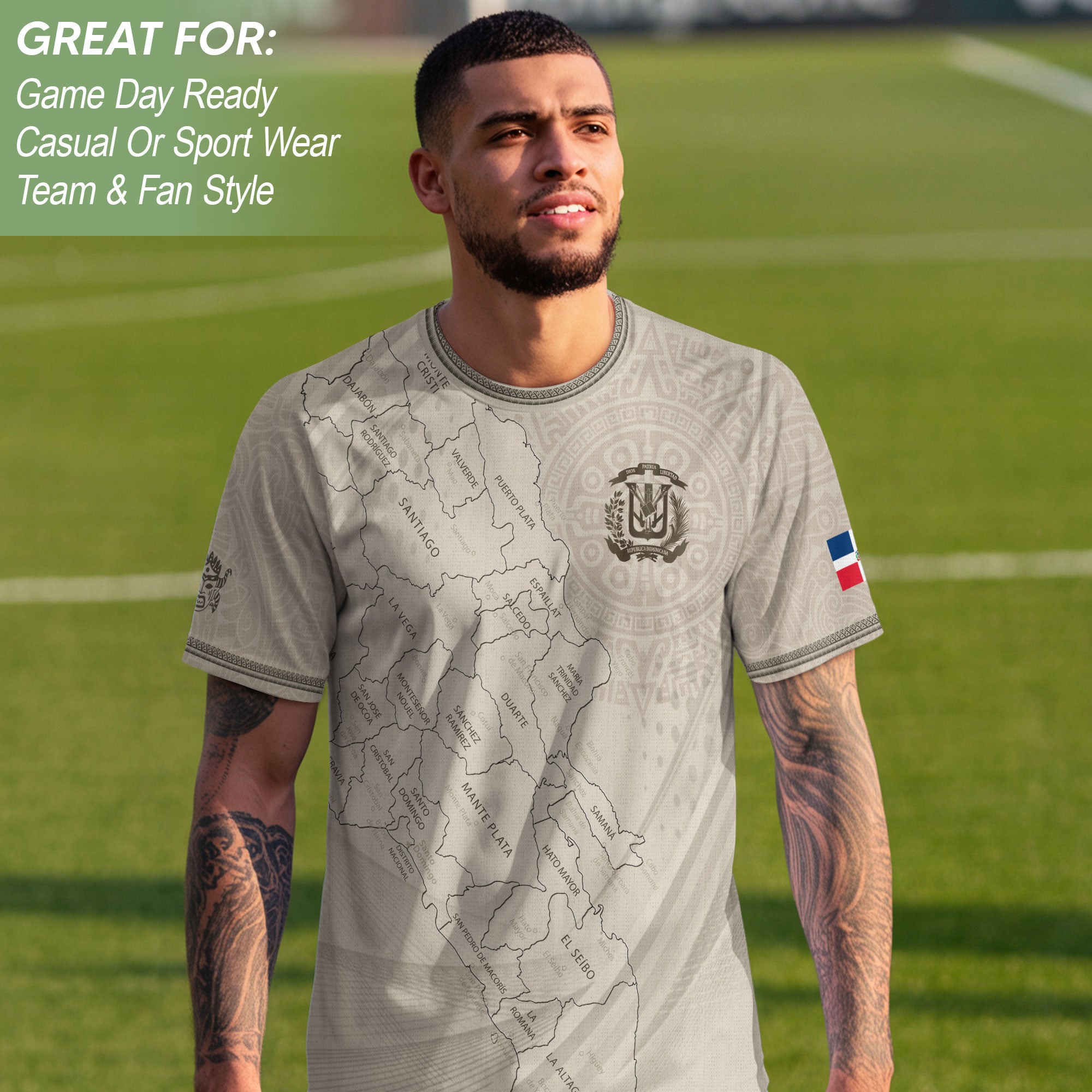 Dominican Cultural Identity Soccer Jersey Beige, Heritage & Pride Edition