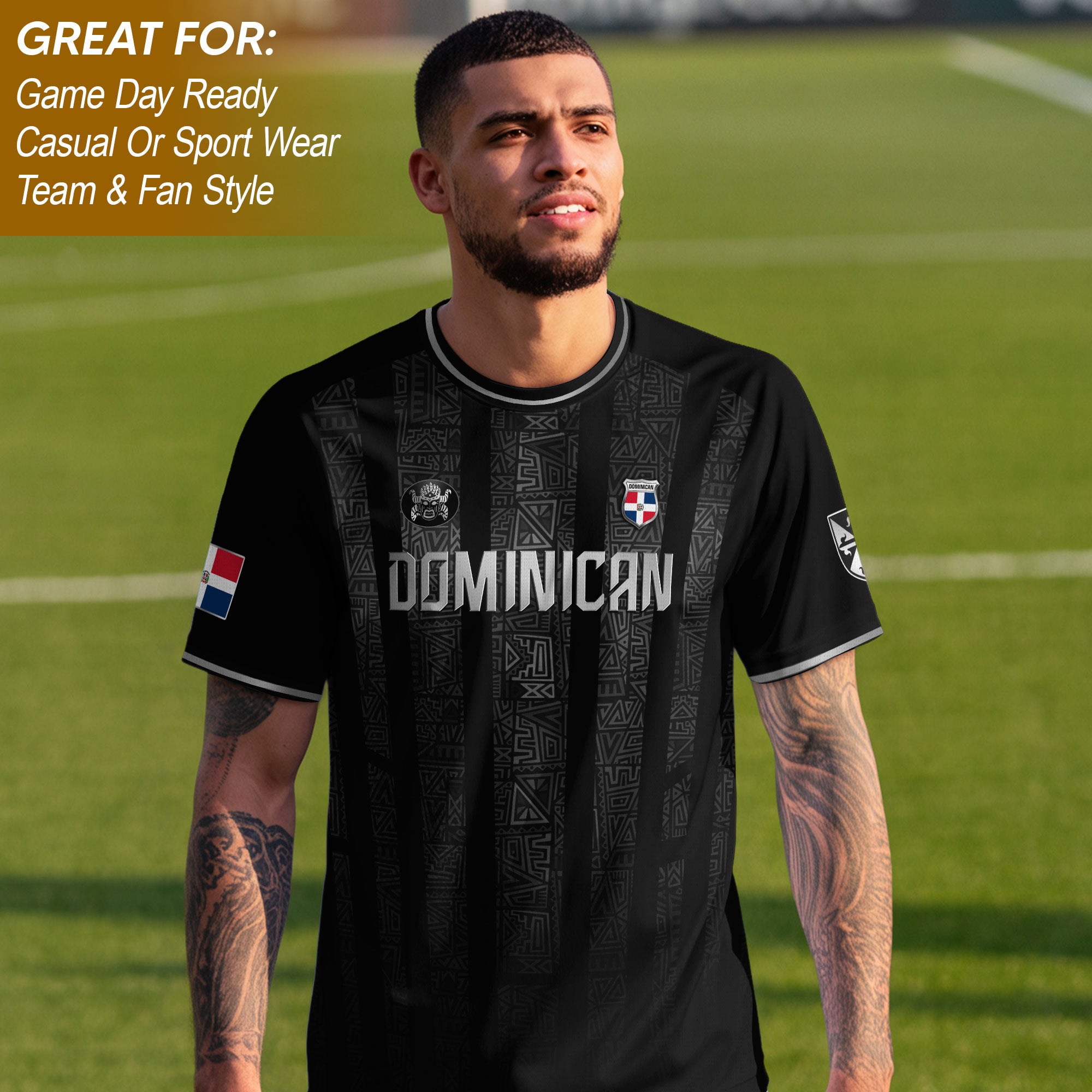 Dominican Republic Heritage Black Silver Athletic Independence Soccer Jersey