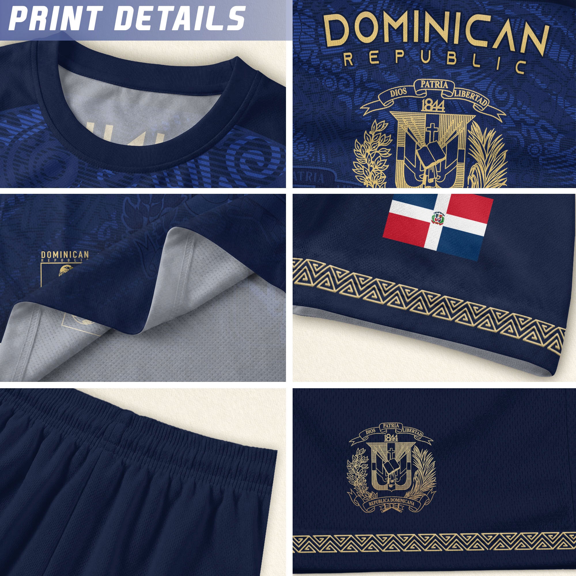 Dominican Republic Kids Youth Heritage Navy Gold National Pride Soccer Jersey
