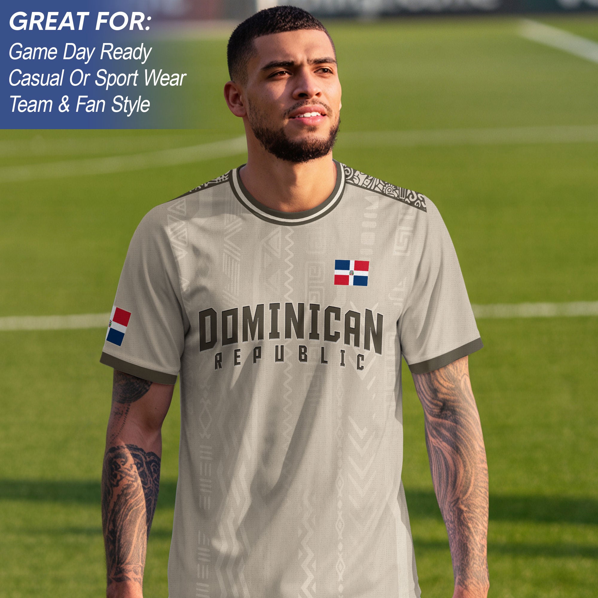 Dominican Republic Coat of Arms Tribal Beige Brown National Soccer Jersey