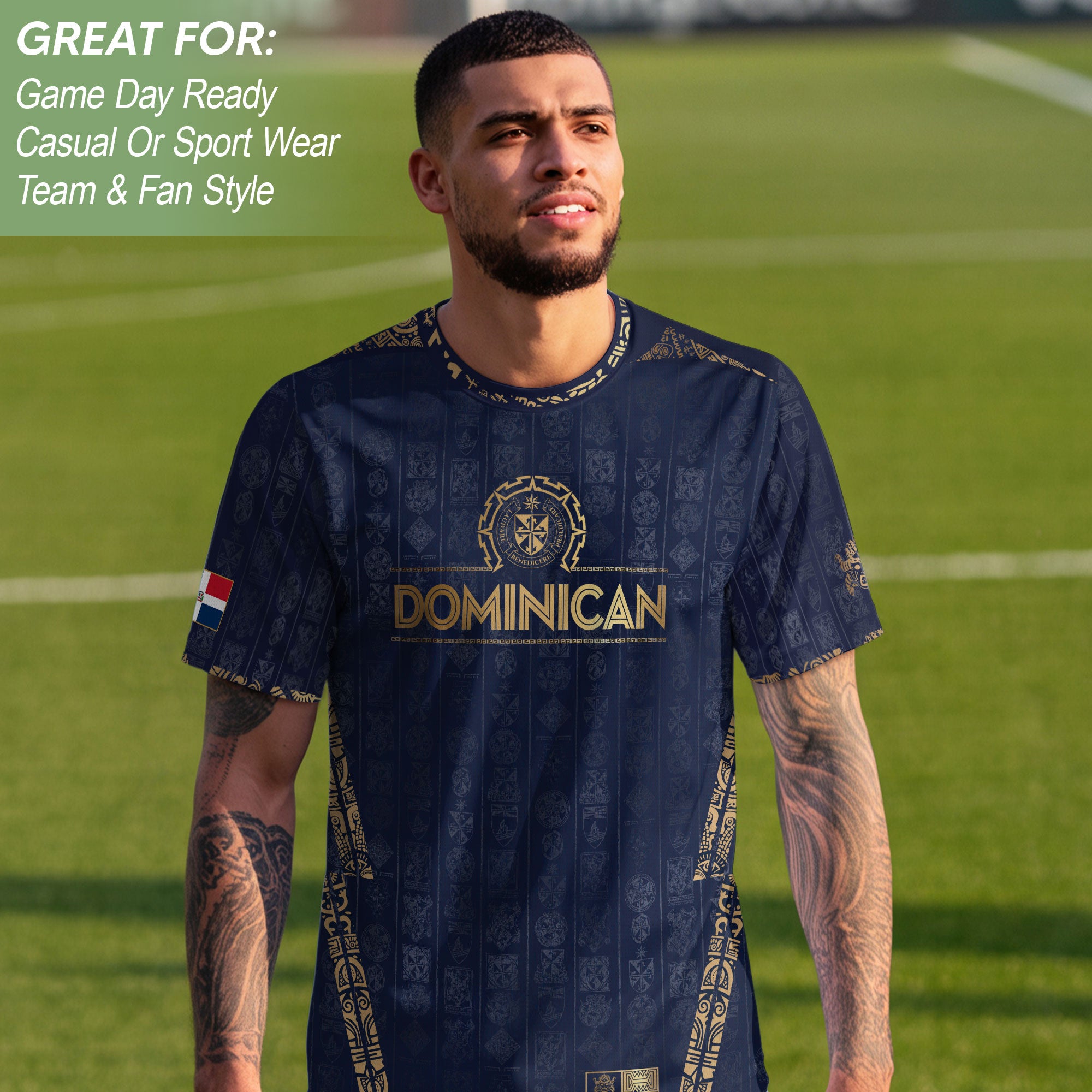 Dominican Republic Heritage Navy Gold Patchwork Soccer Jersey