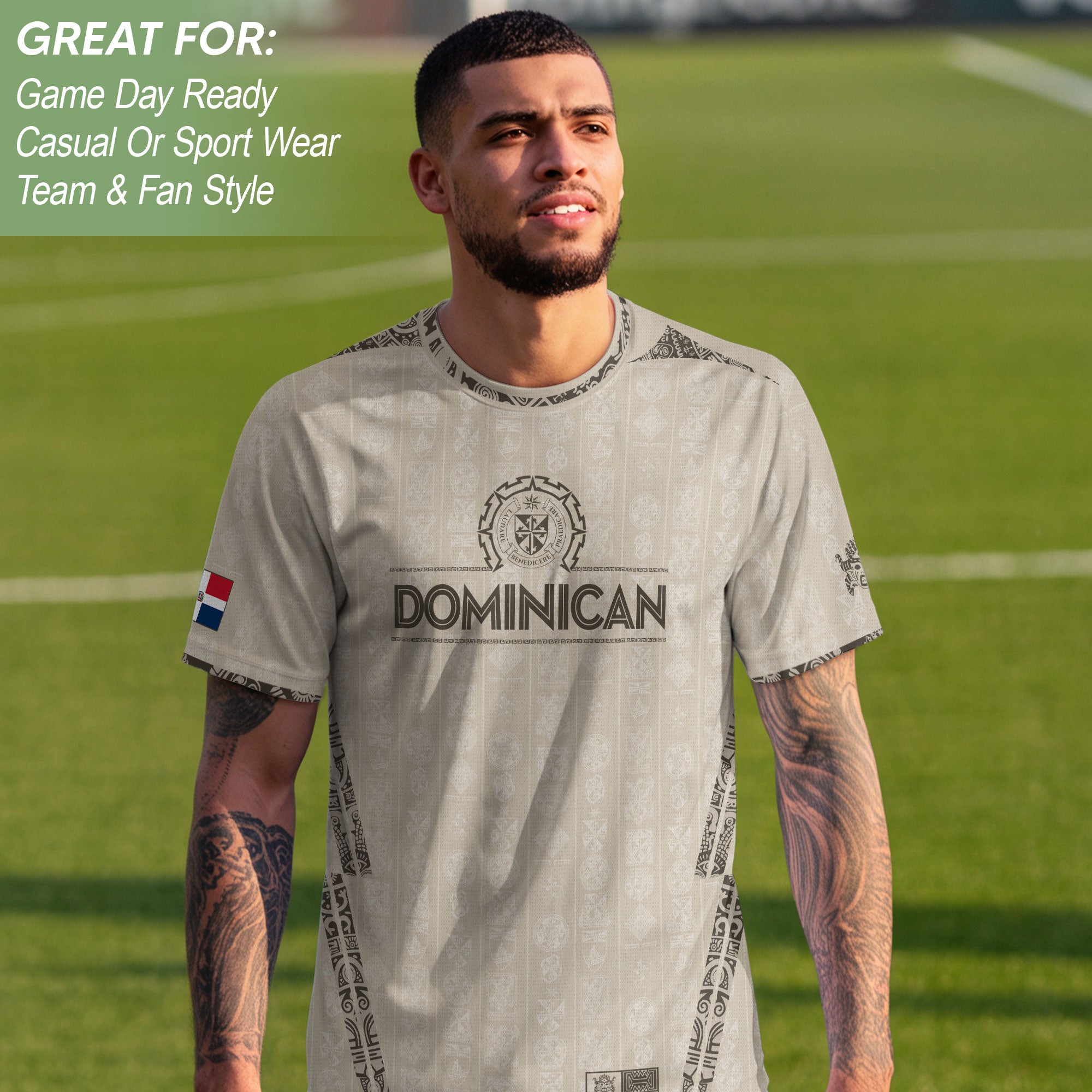 Dominican Republic Heritage Beige Tan Patchwork Soccer Jersey