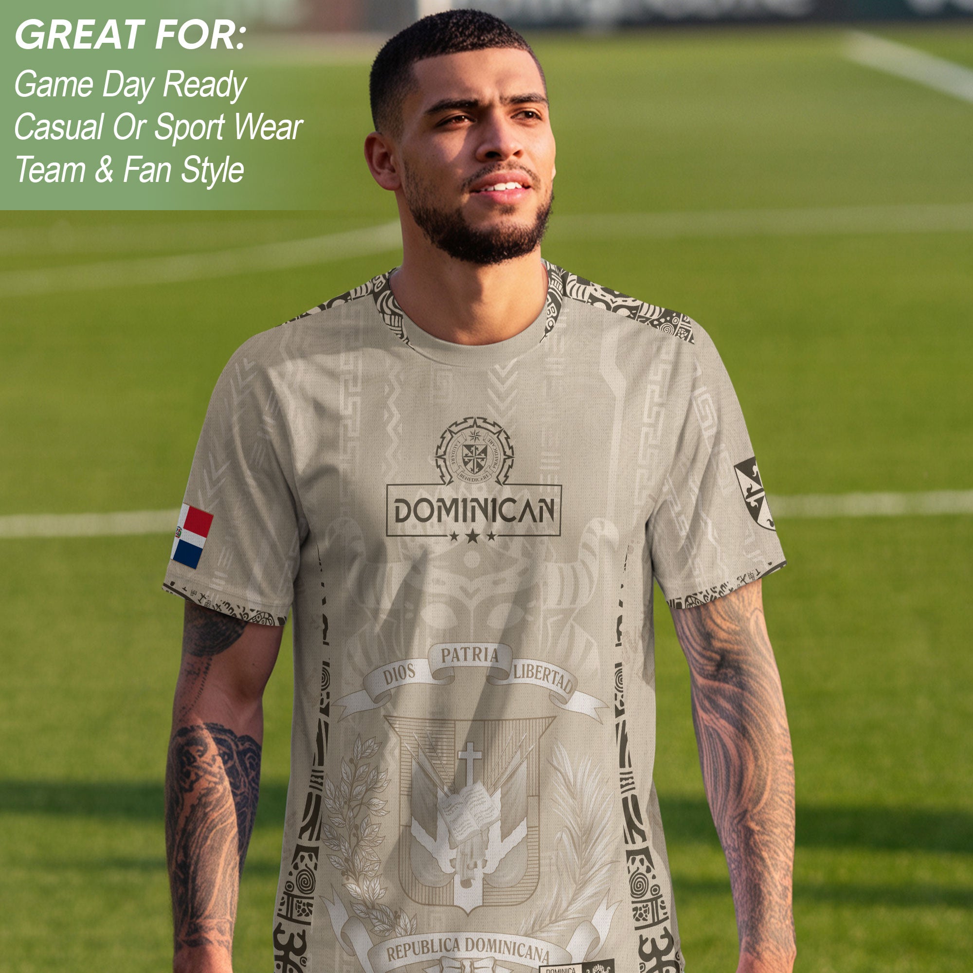 Dominican Republic Orgullo Dominicano Beige Mask Retro Soccer Jersey