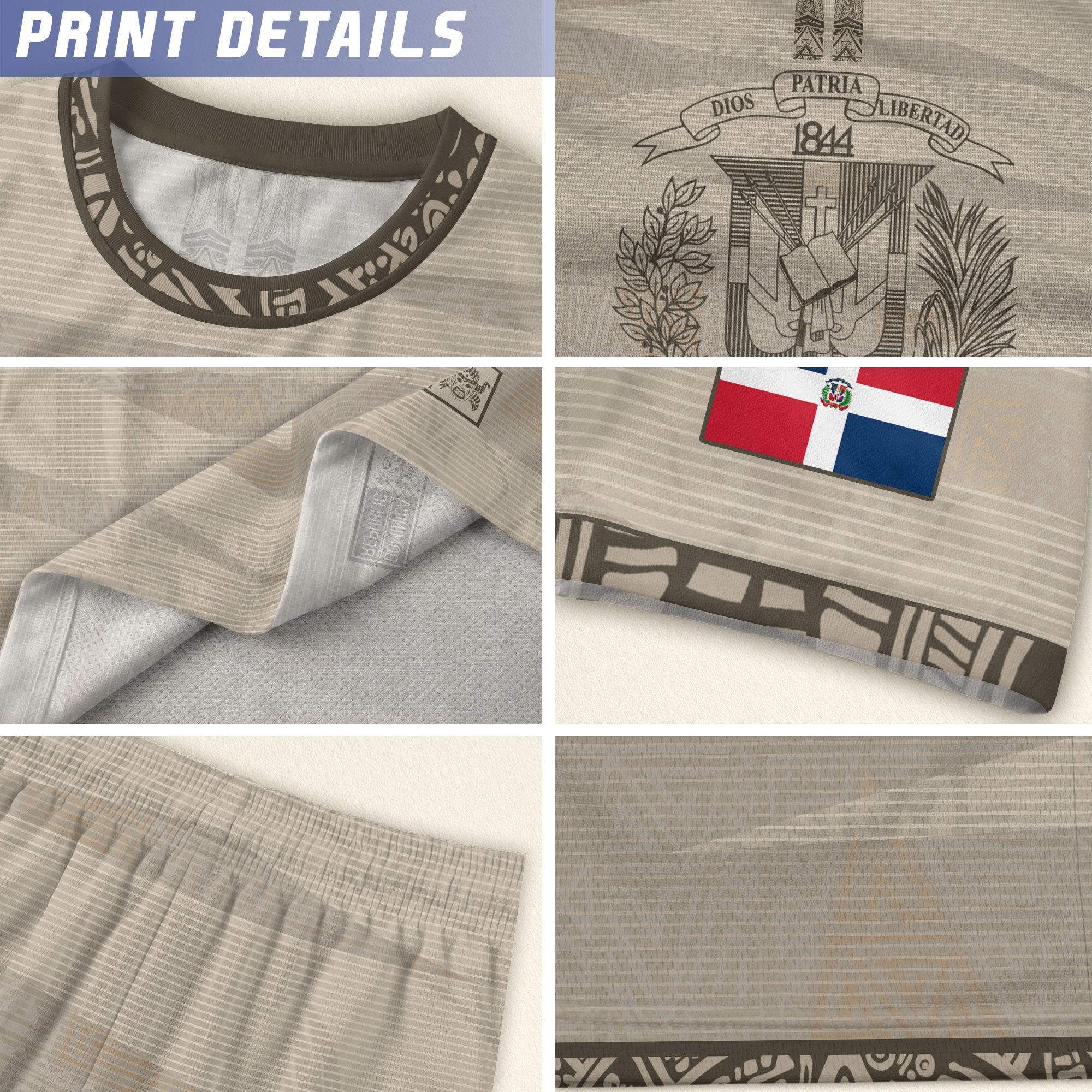 Dominican Heritage Kids Soccer Jersey Beige National Pride Collection