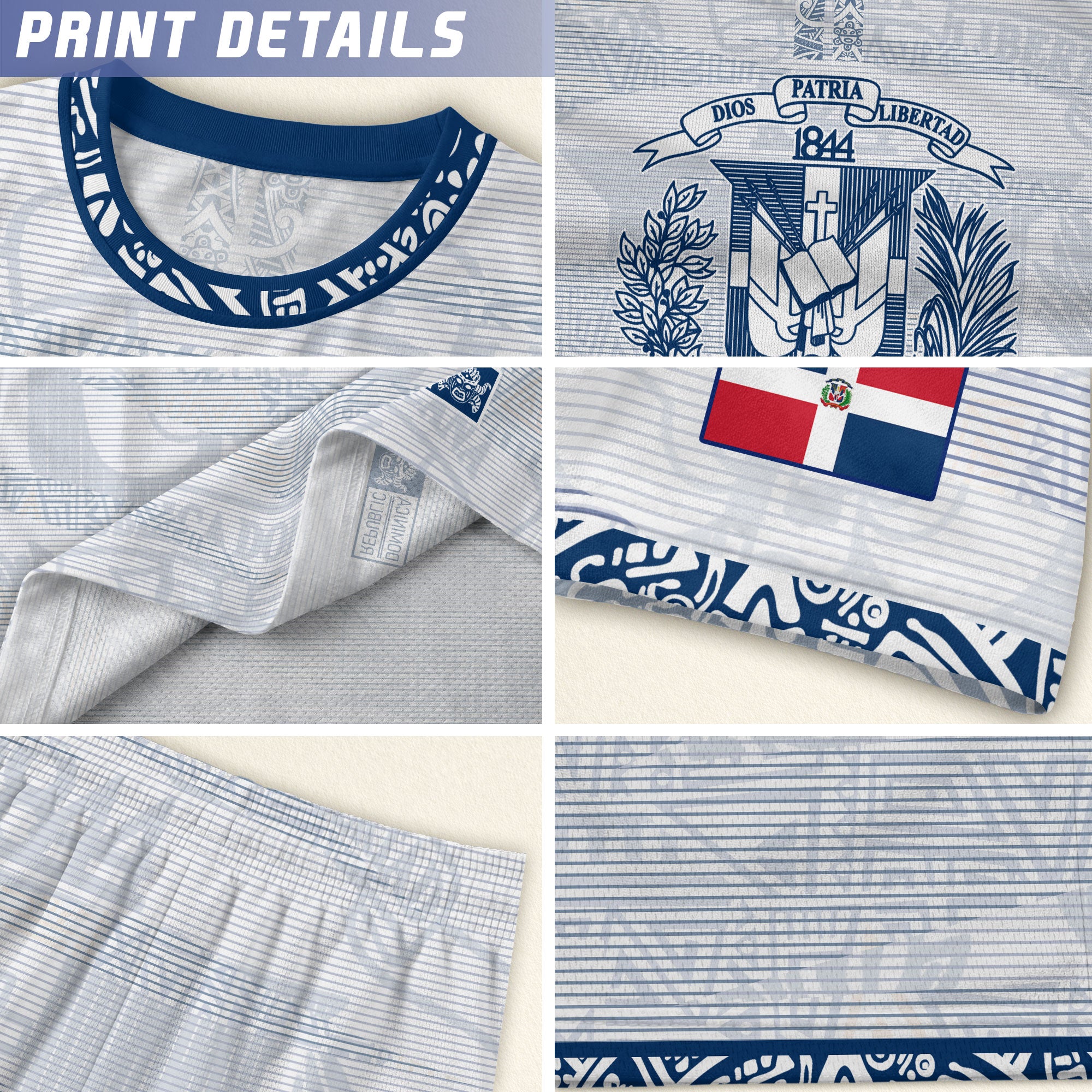 Dominican Kids Soccer Jersey White Blue Cultural Heritage Edition