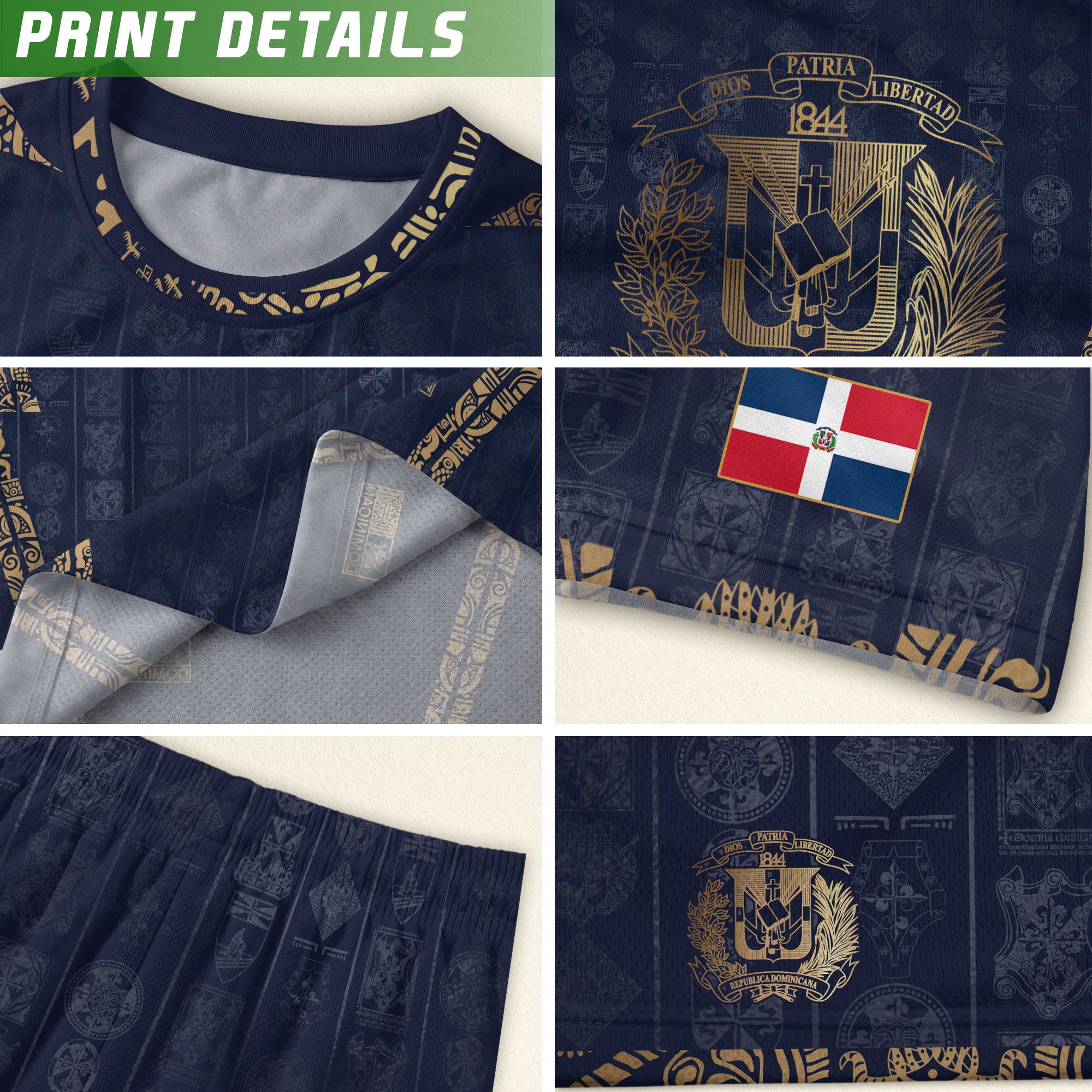Dominican Republic Kids Youth Orgullo Dominicano Navy Gold Patchwork Soccer Jersey