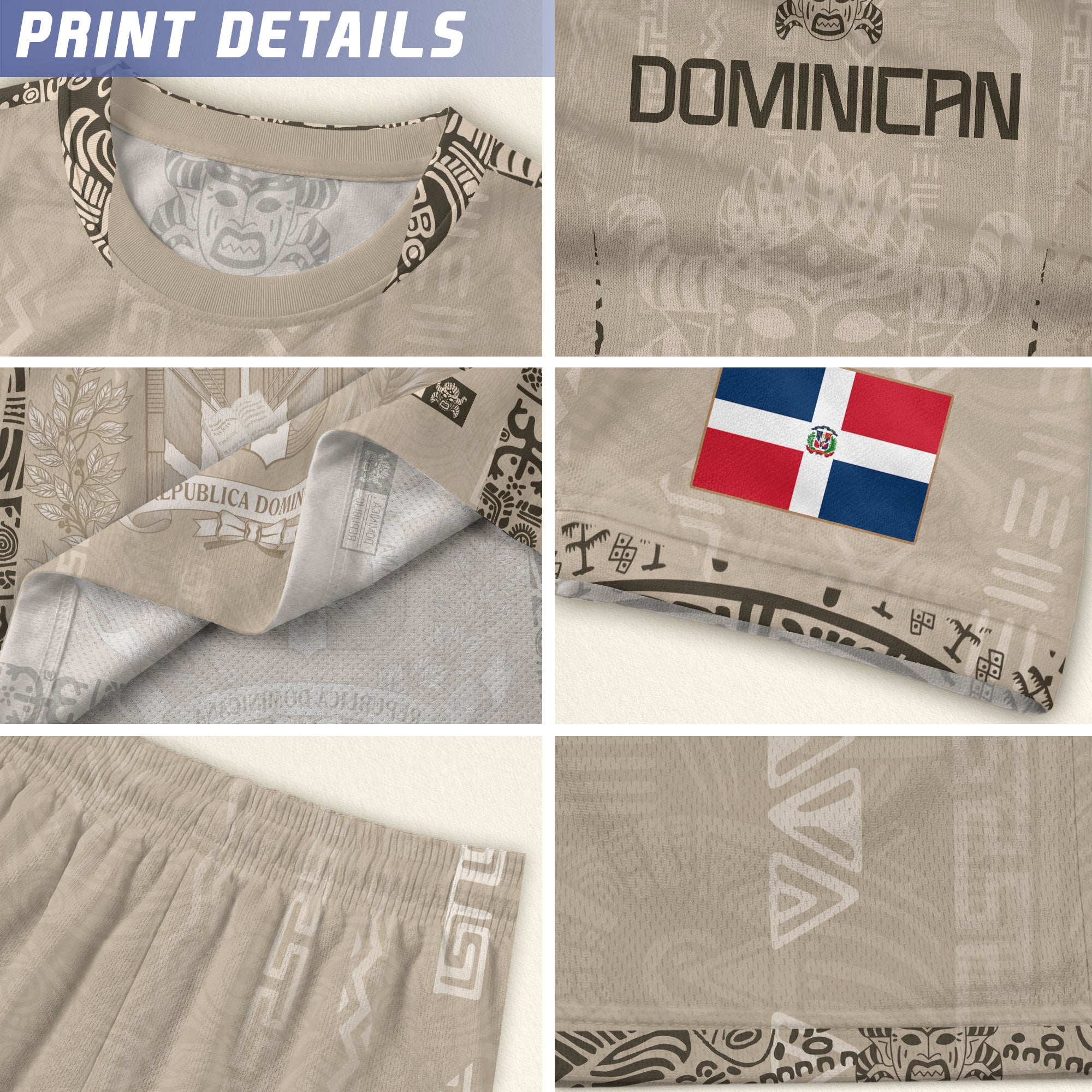 Dominican Republic Kids Youth Orgullo Dominicano Beige Tan Mask Soccer Jersey