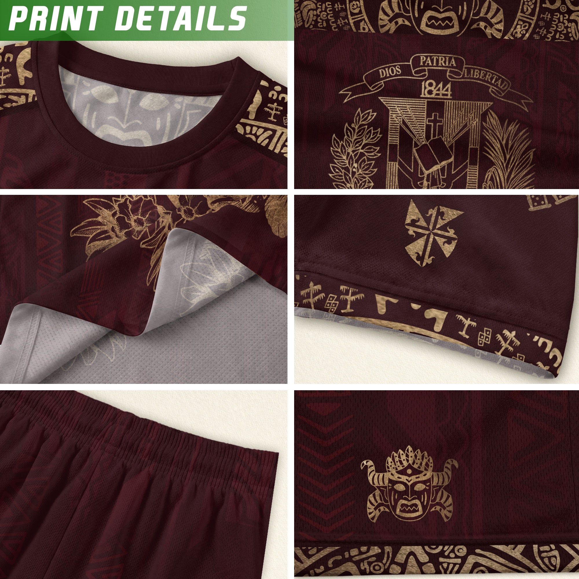 Dominican Republic Kids Youth Orgullo Dominicano Maroon Gold Cigua Palmera Soccer Jersey