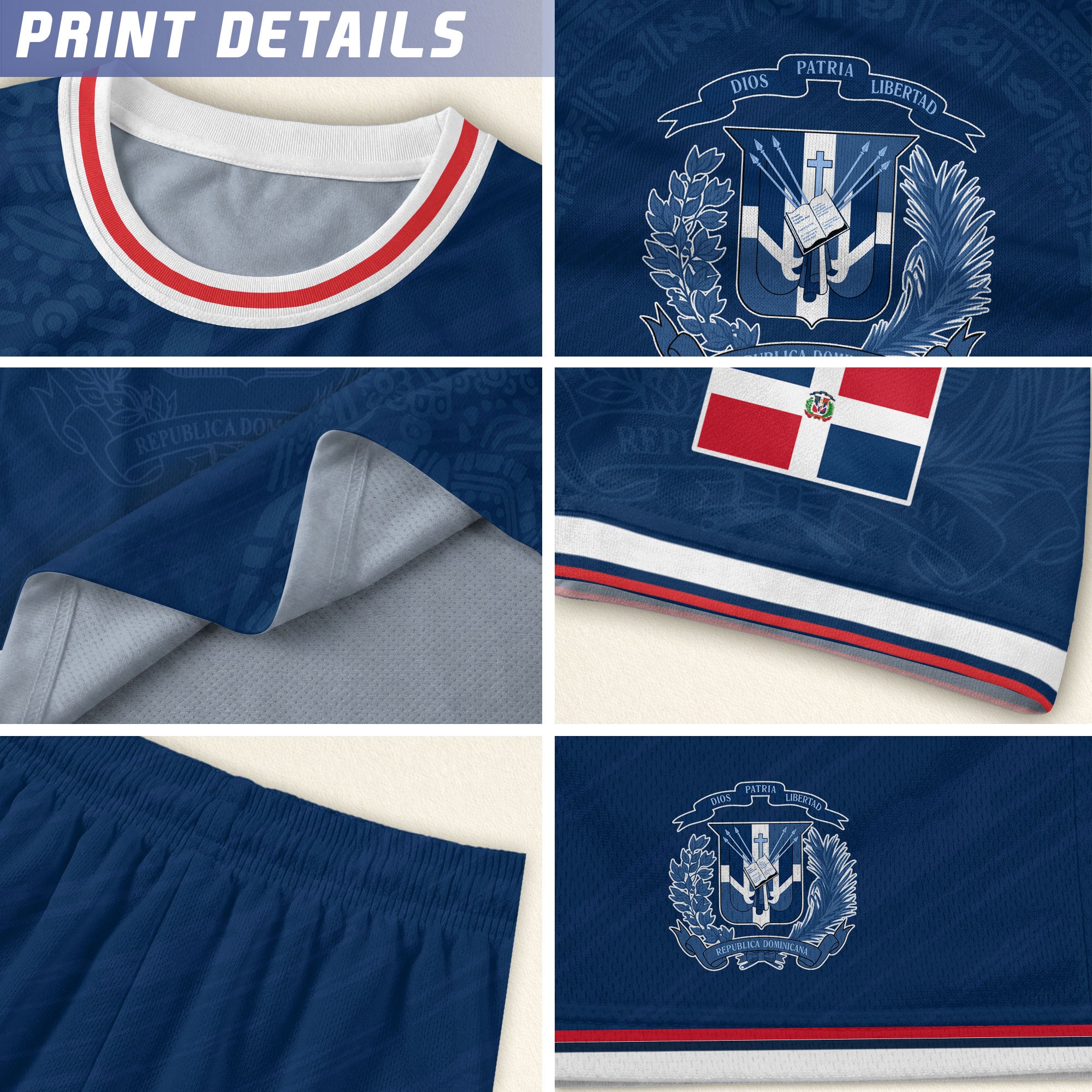 Dominican Cultural Heritage Kids Soccer Jersey Navy, National Pride Collection