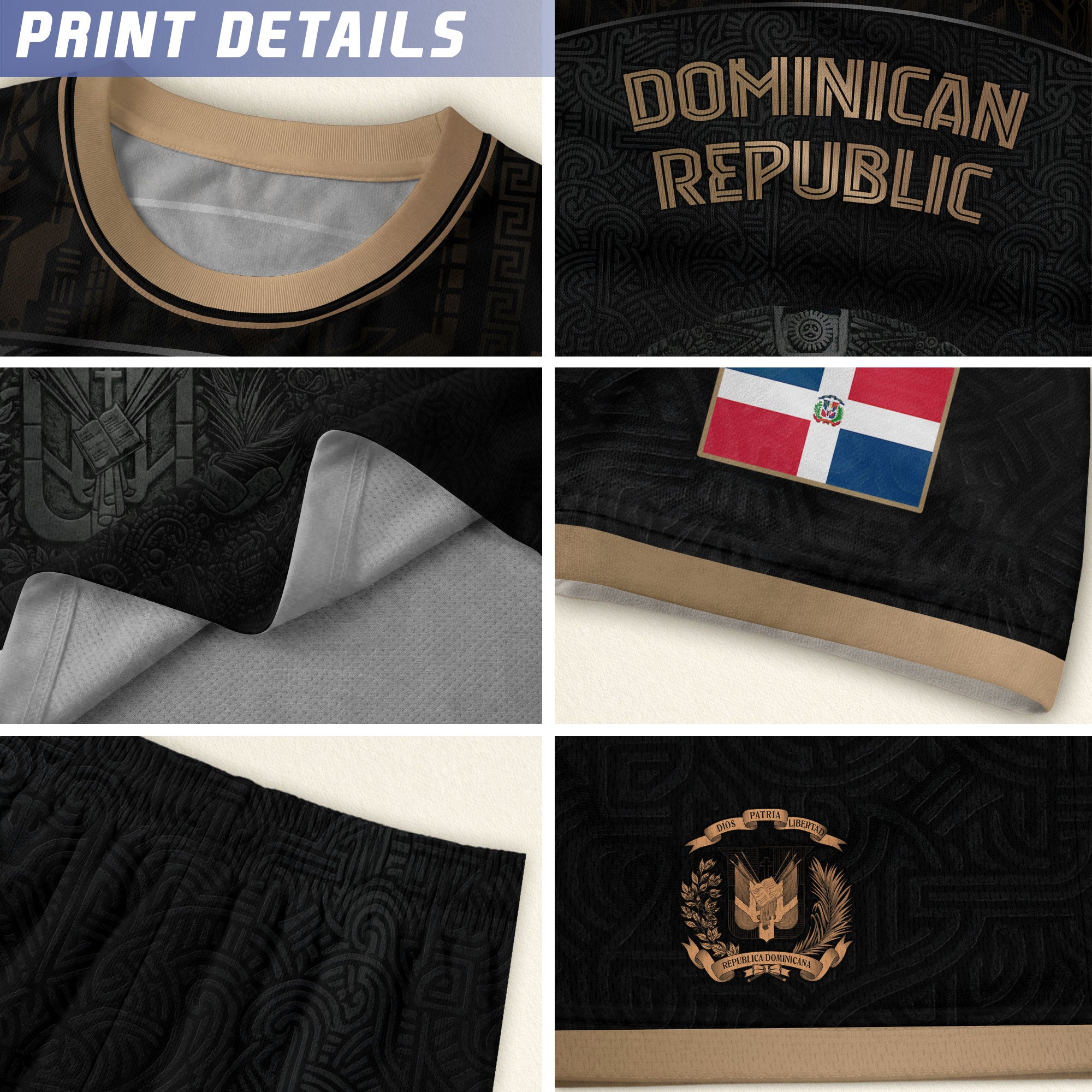 Dominican Heritage Youth Soccer Jersey Black Gold Pride Edition