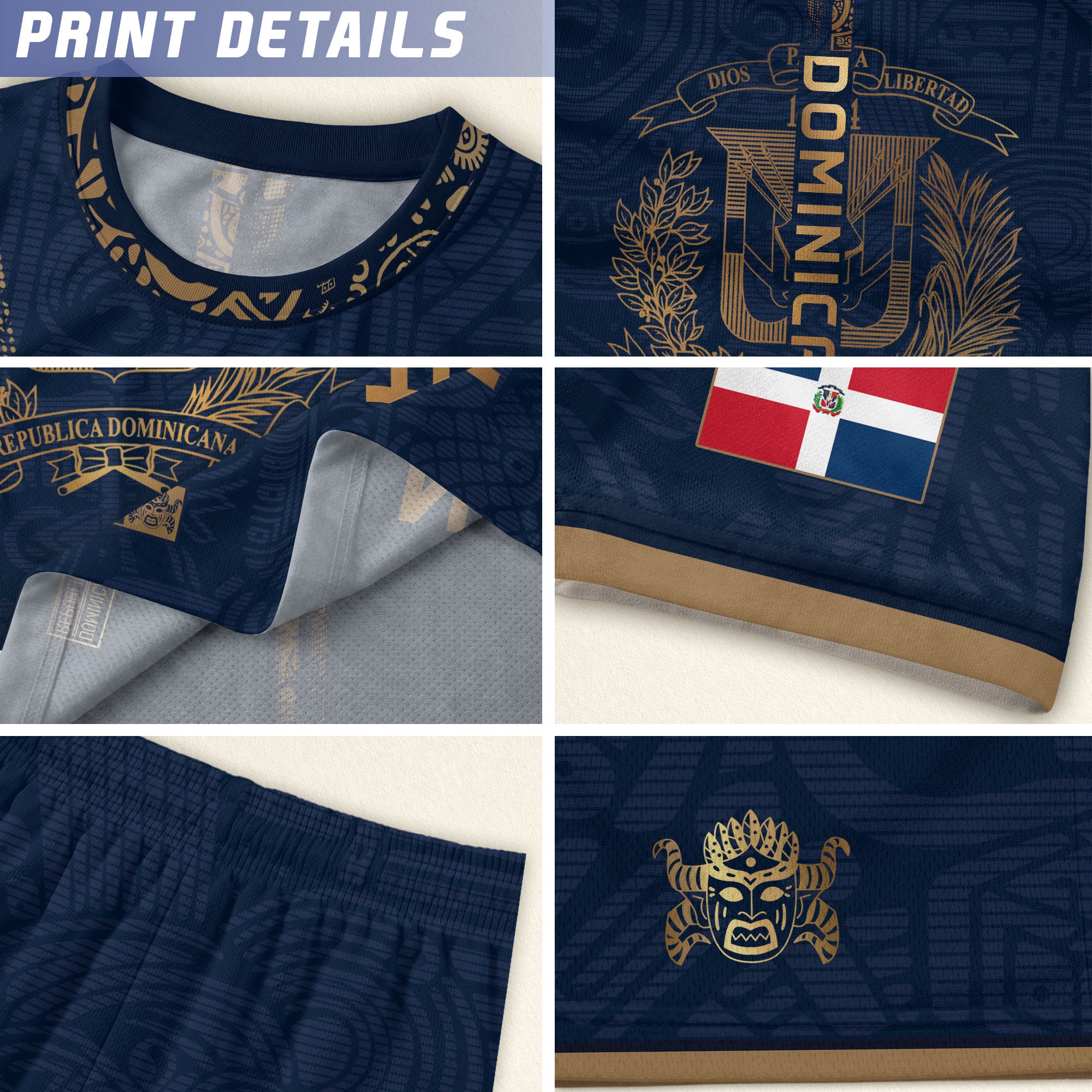 Dominican Republic Kids Soccer Jersey Navy Gold Cultural Pride