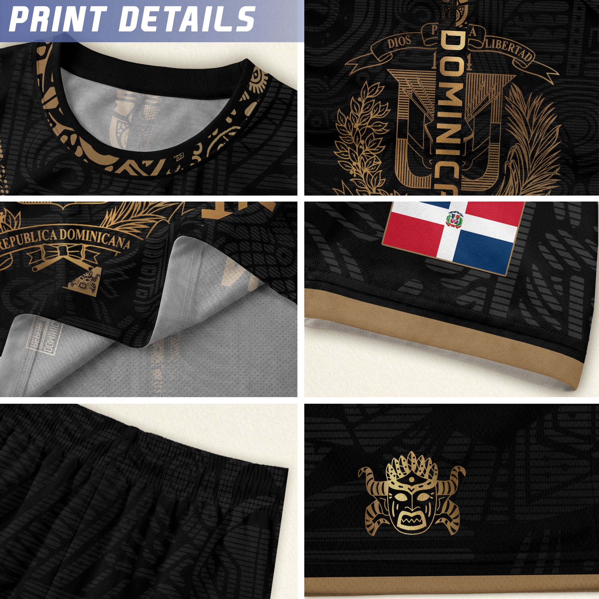 Dominican Pride Kids Soccer Jersey Black Cultural Edition