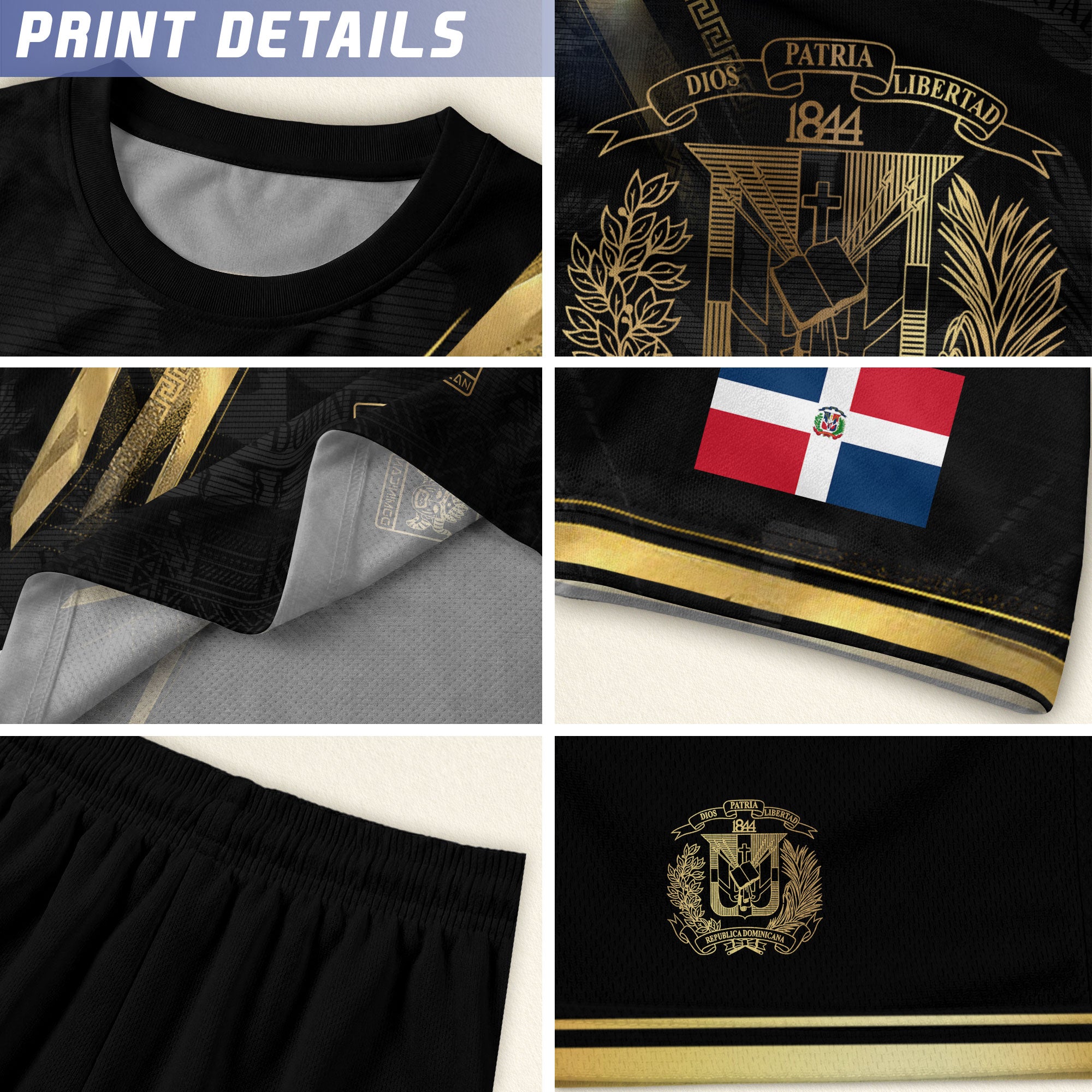 Dominican Cultural Youth Soccer Jersey Black Heritage Style