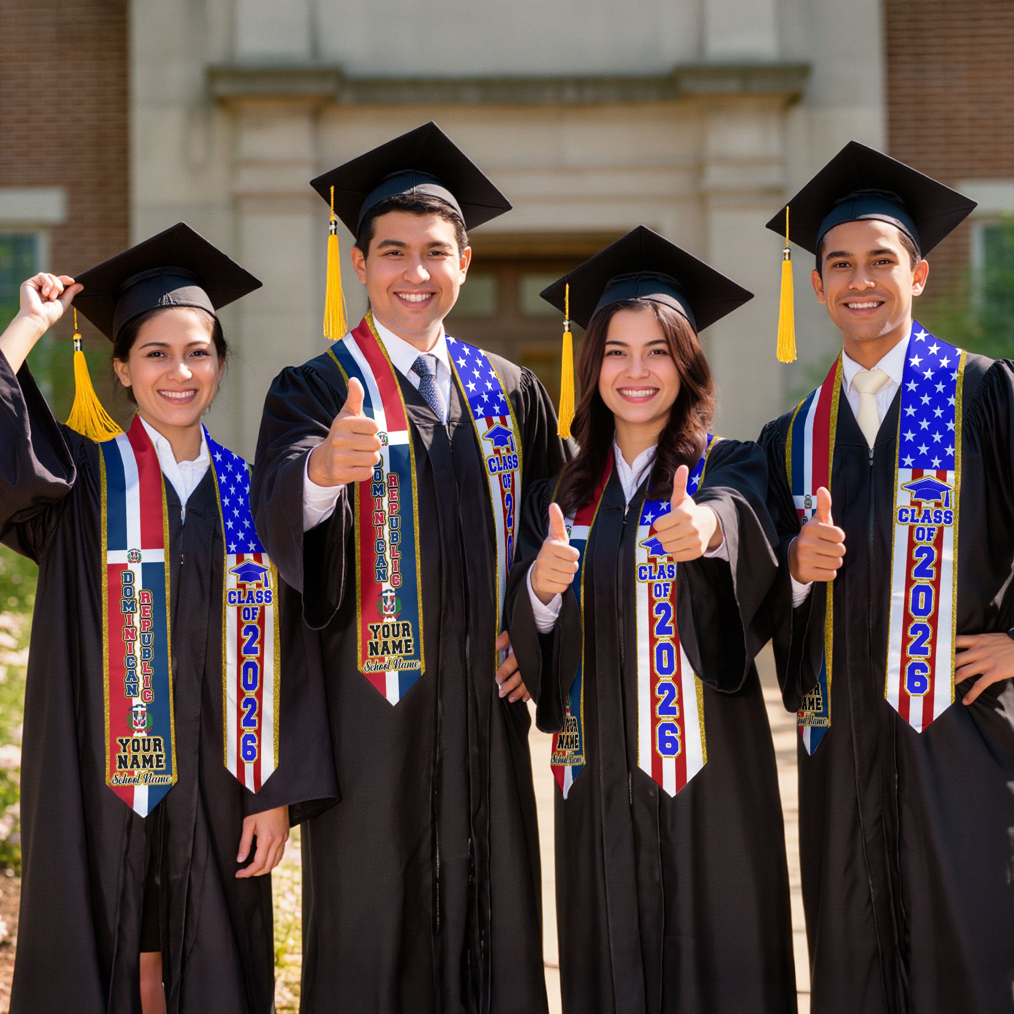 Personalized Dominican Graduation Stole Dominicana Sash for Grad, Class of 2026 Graduation