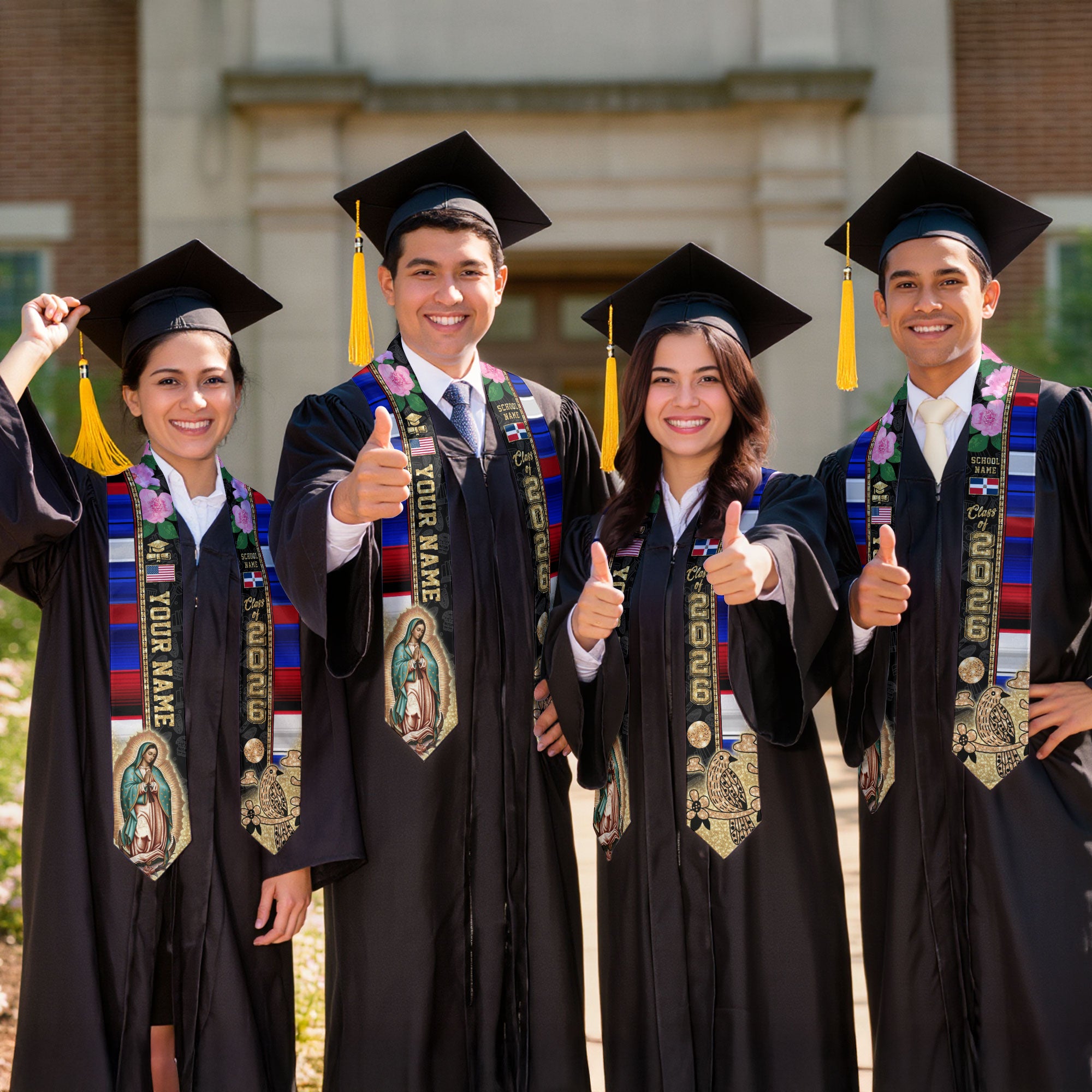 Custom Dominican Grad Sash Floral Stole Graduation, Class of 2026 Graduate Senior Gift