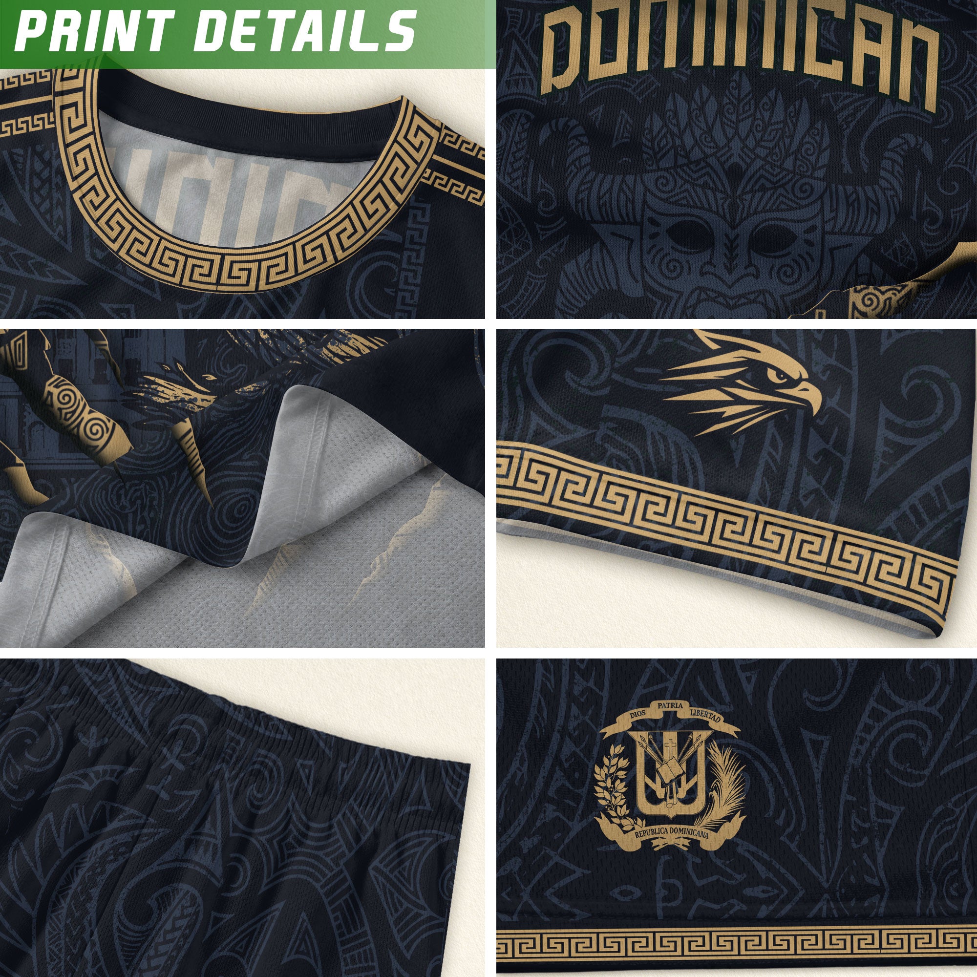 Dominican Republic Heritage Navy Gold Vintage Athletic Palmchat Bird Soccer Jersey