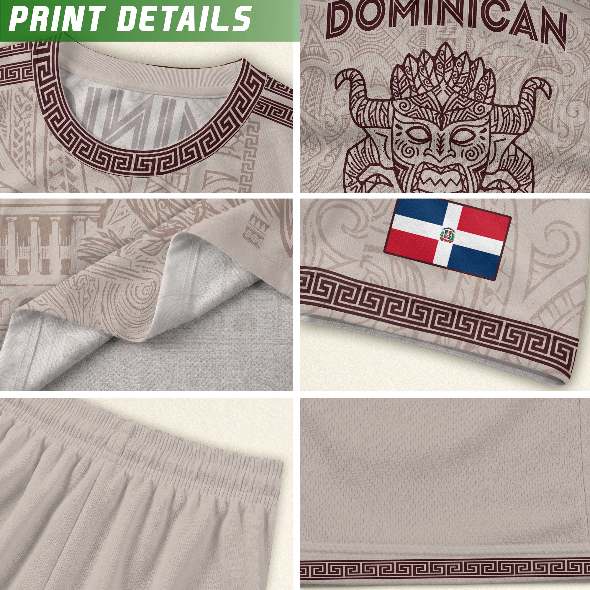 Dominican Republic Heritage Beige Burgundy Vintage Athletic Palmchat Soccer Jersey