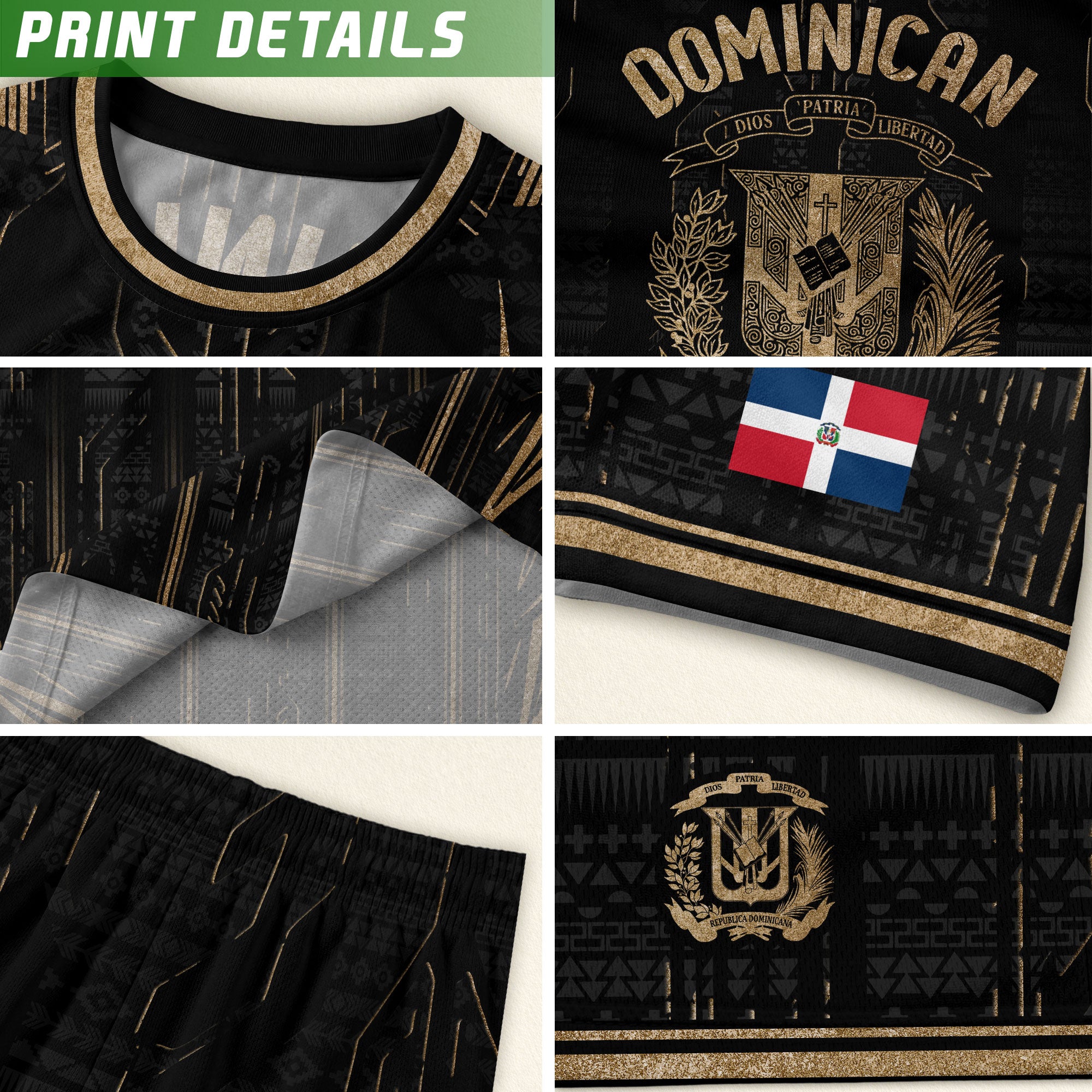 Dominican Republic Heritage Black Gold Vintage Athletic Winged Soccer Jersey