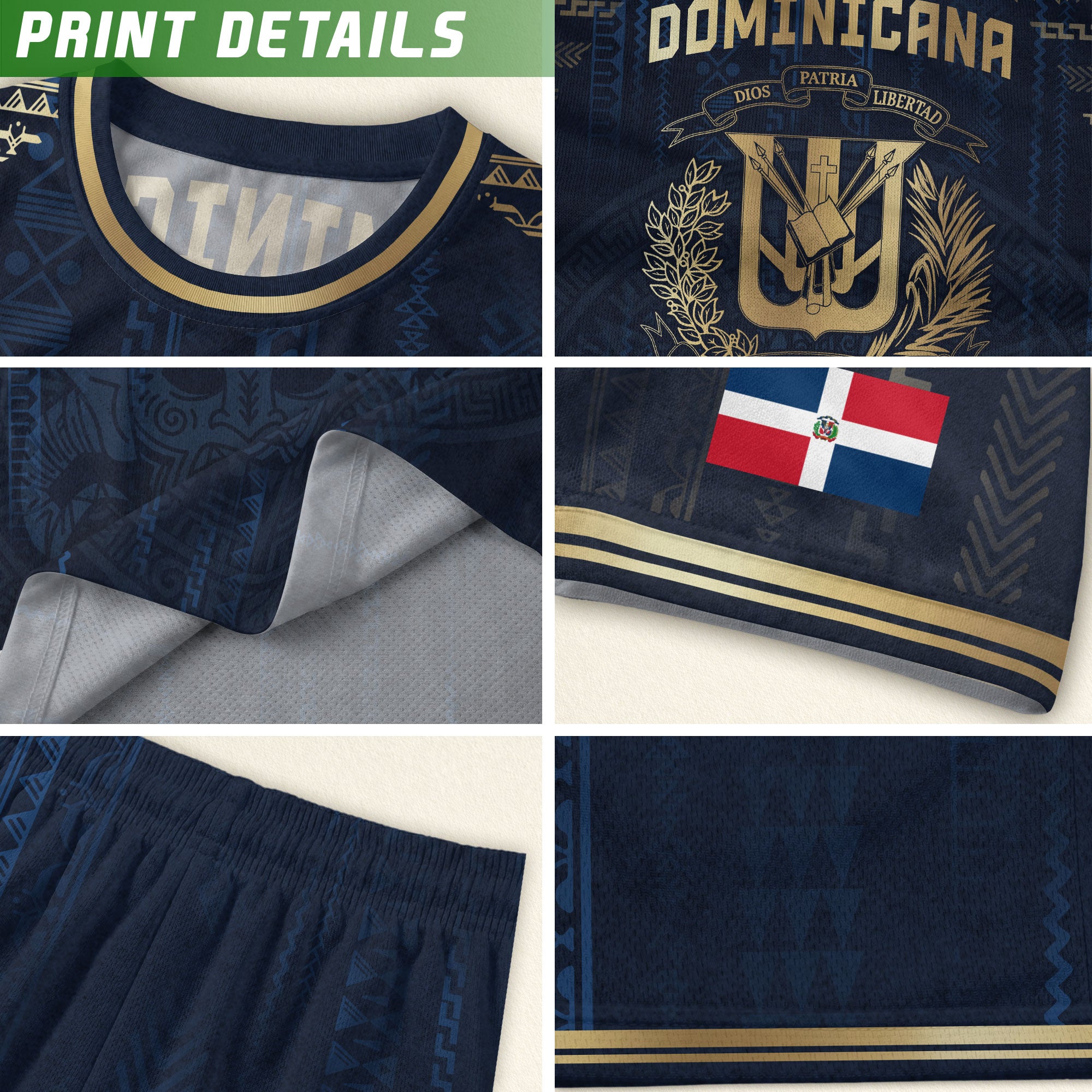 Dominican Heritage Pride Soccer Jersey Navy Gold, National Culture Collection