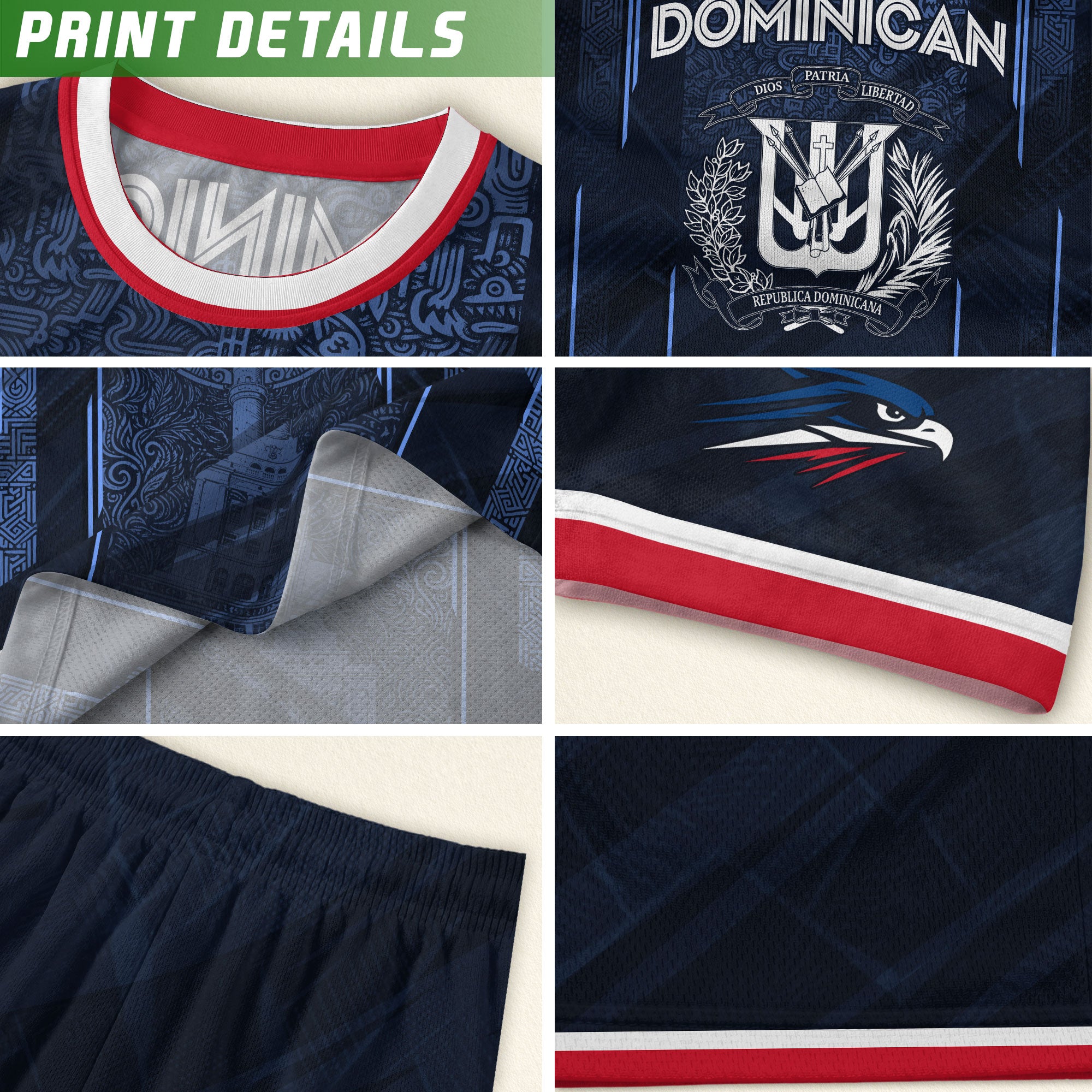 Dominican Republic Heritage Navy Blue Red National Pride Athletic Soccer Jersey