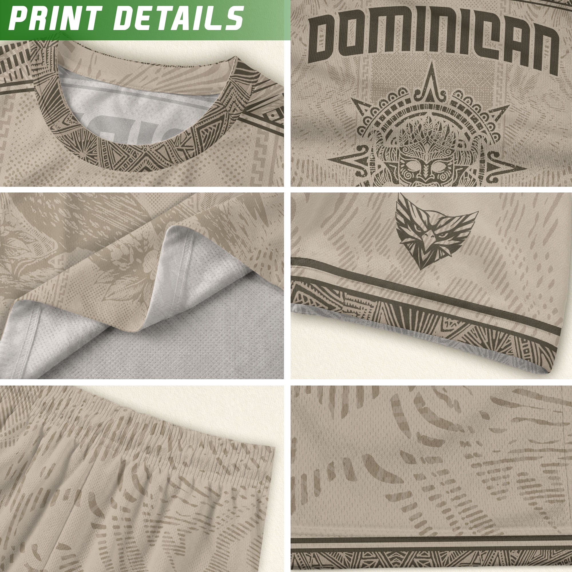 Dominican Republic Heritage Beige Olive Vintage Athletic Taino Art Soccer Jersey